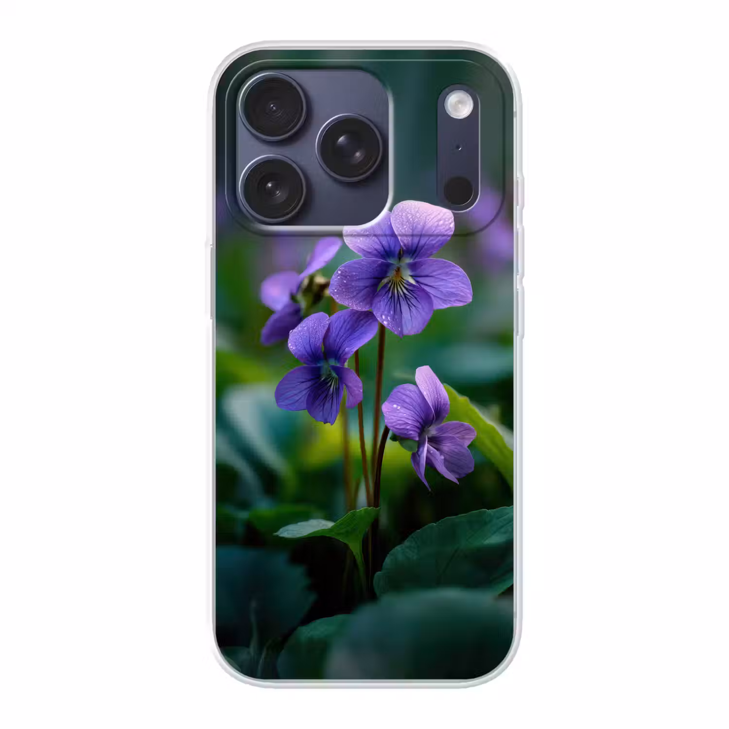 Viooltjes - Paars - Bloem - Bladeren Telefoonhoesje iPhone 17 Pro klein -3d