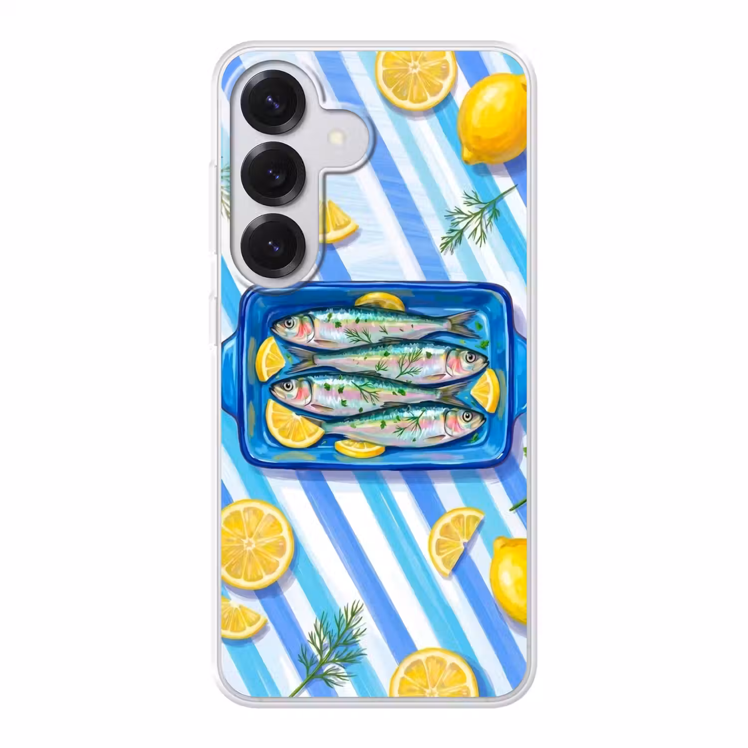 Vis - Citroen - Kruiden - Eten - Blauw Telefoonhoesje Samsung Galaxy S26 klein -3d