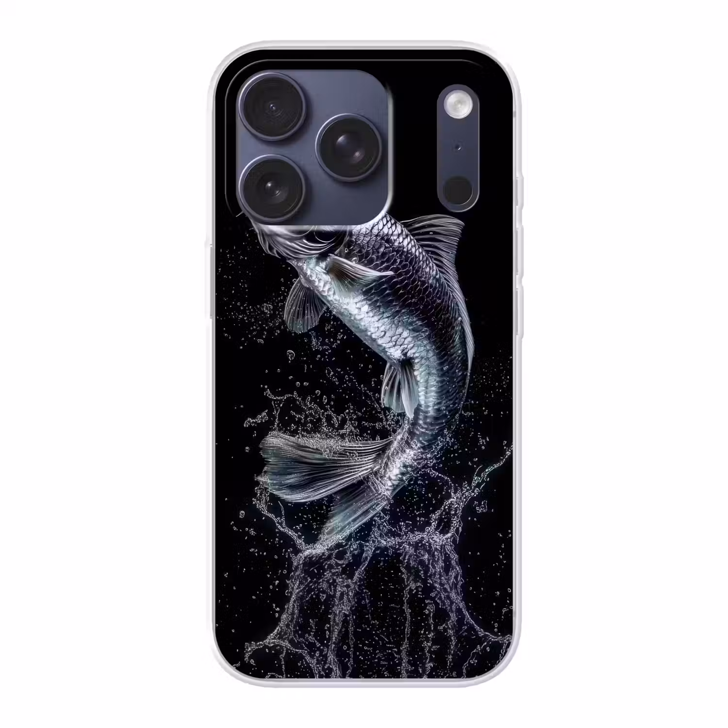 Vis - Koi - Zwart - Water Telefoonhoesje iPhone 17 Pro klein -3d