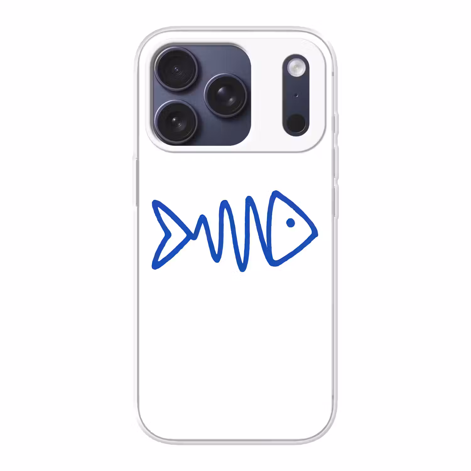 Vis - Minimalistisch - Blauw - Lijn Telefoonhoesje iPhone 17 Pro klein -3d