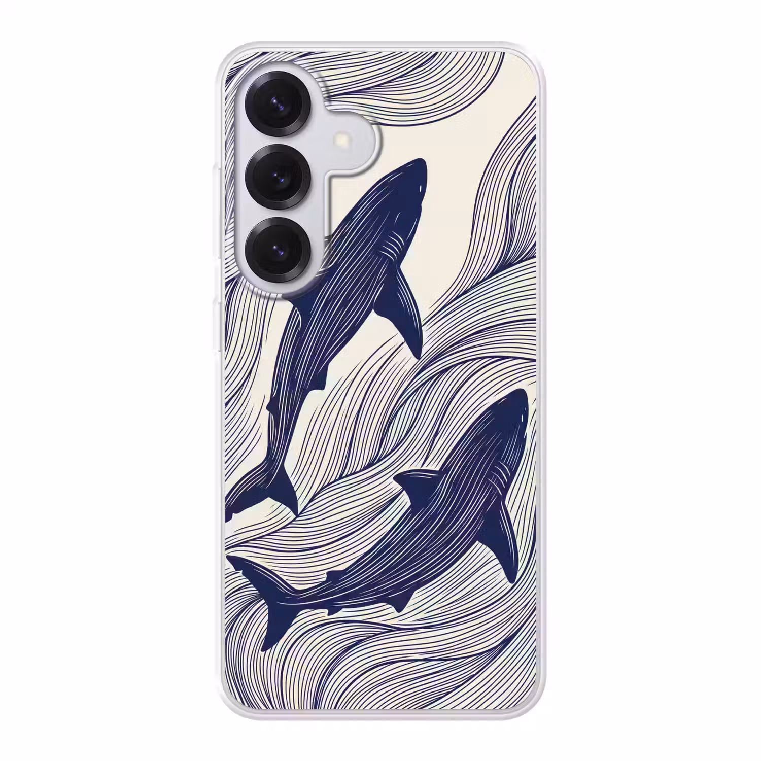 Vis - Oceaan - Lijntekening - Blauw - Dieren Telefoonhoesje Samsung Galaxy S26 klein -3d