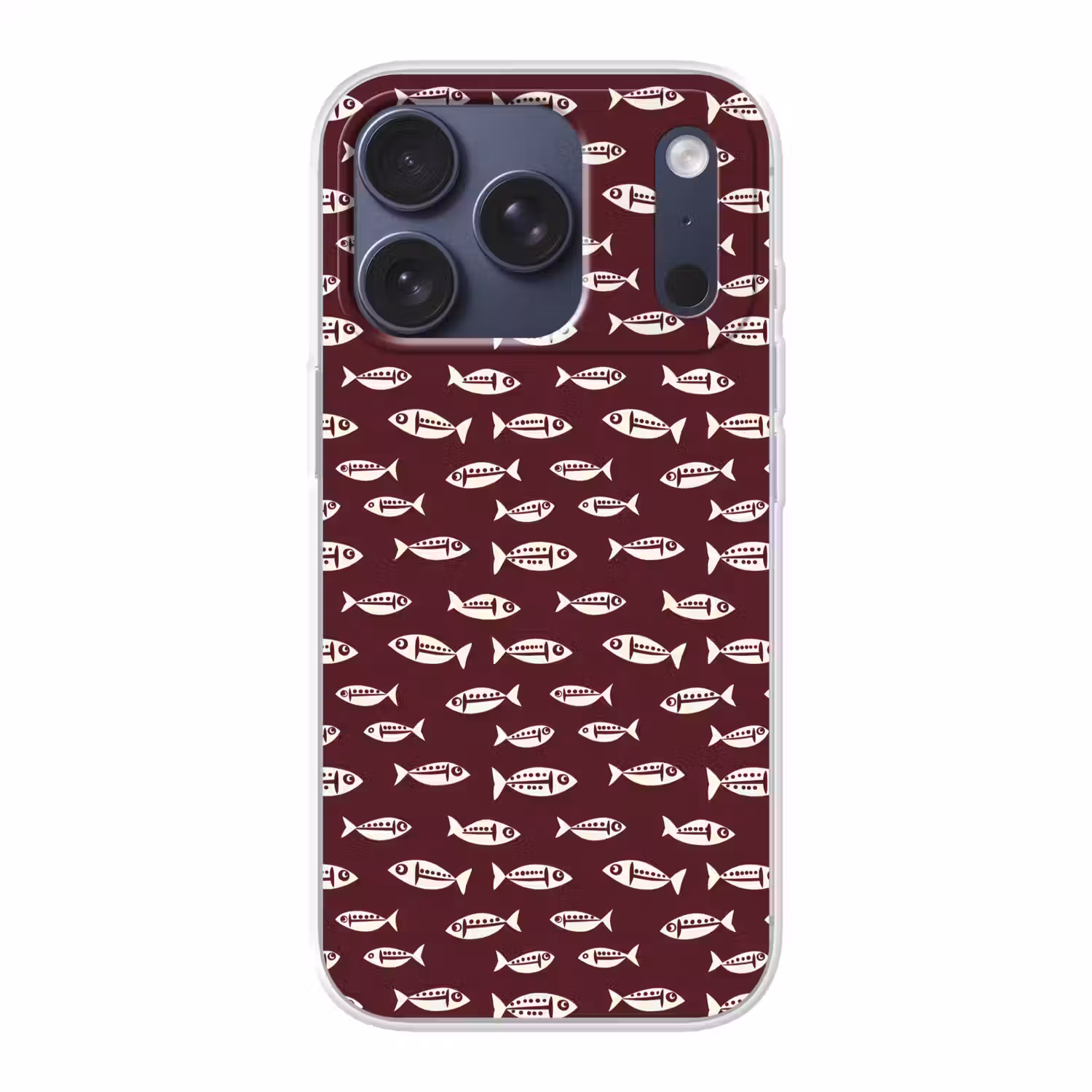 Vissen - Grafisch - Patroon - Donker Telefoonhoesje iPhone 17 Pro klein 878 -3d