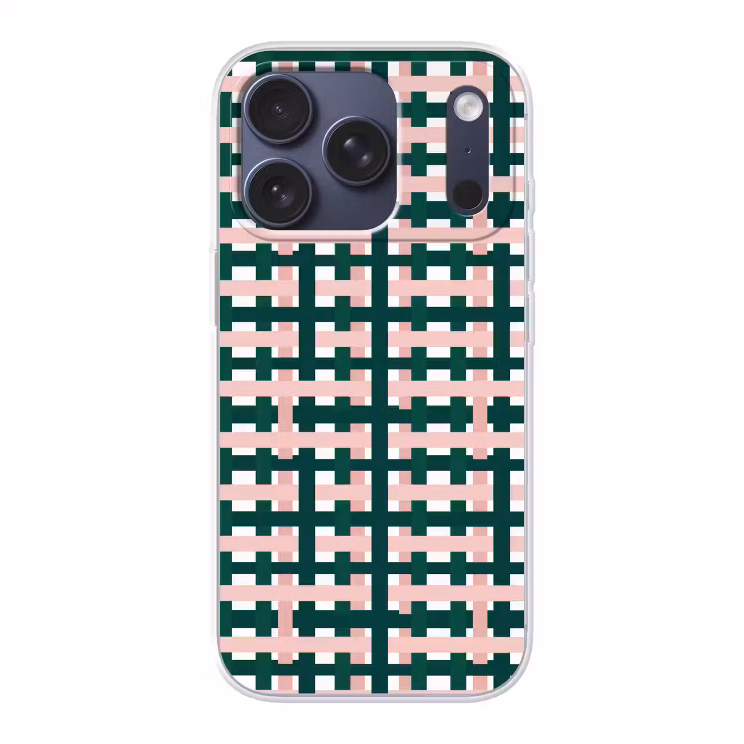 Vlechtpatroon - Groen - Roze - Grafisch Telefoonhoesje iPhone 17 Pro klein 878 -3d
