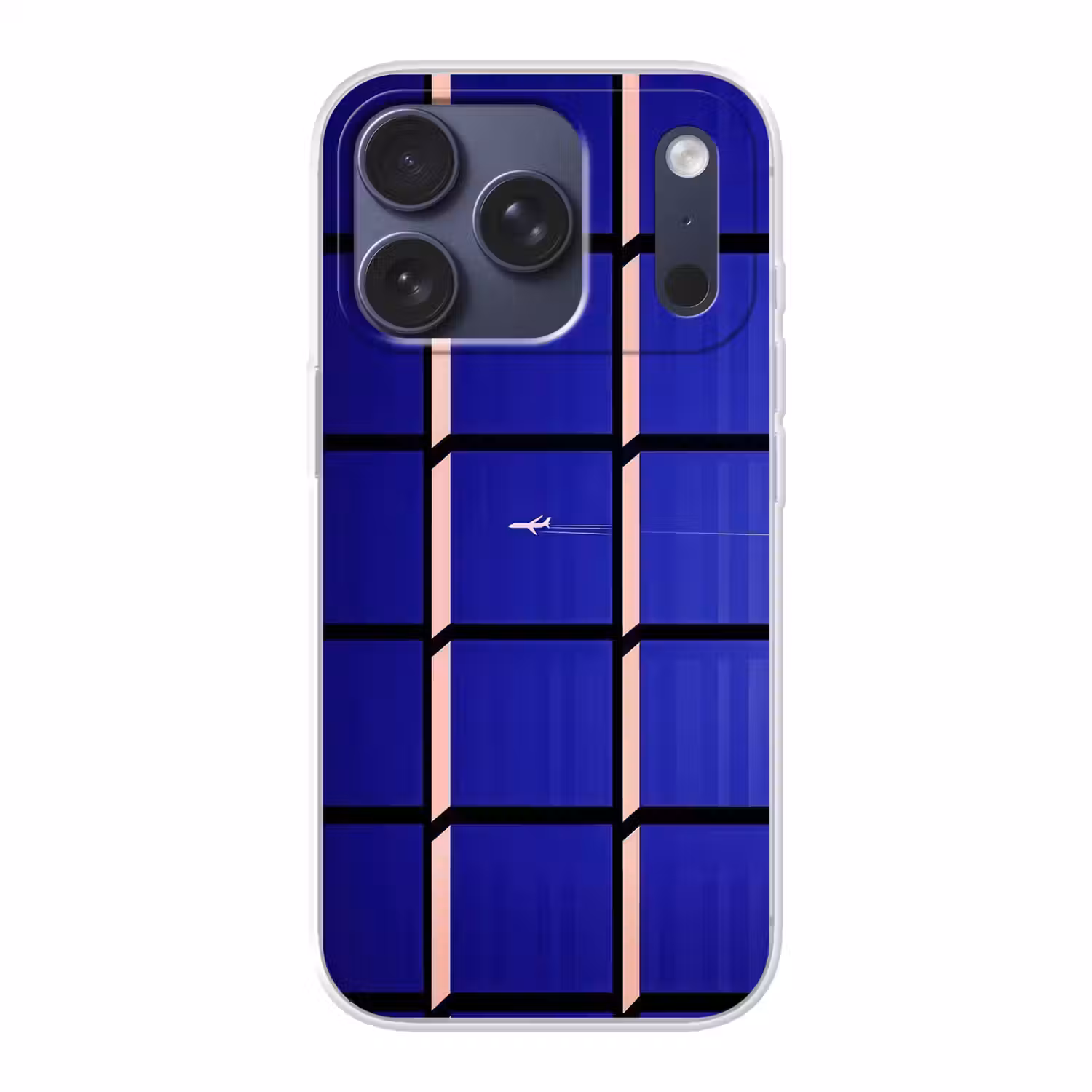 Vliegtuig - Ruiten - Blauw - Rechthoekig Telefoonhoesje iPhone 17 Pro klein -3d