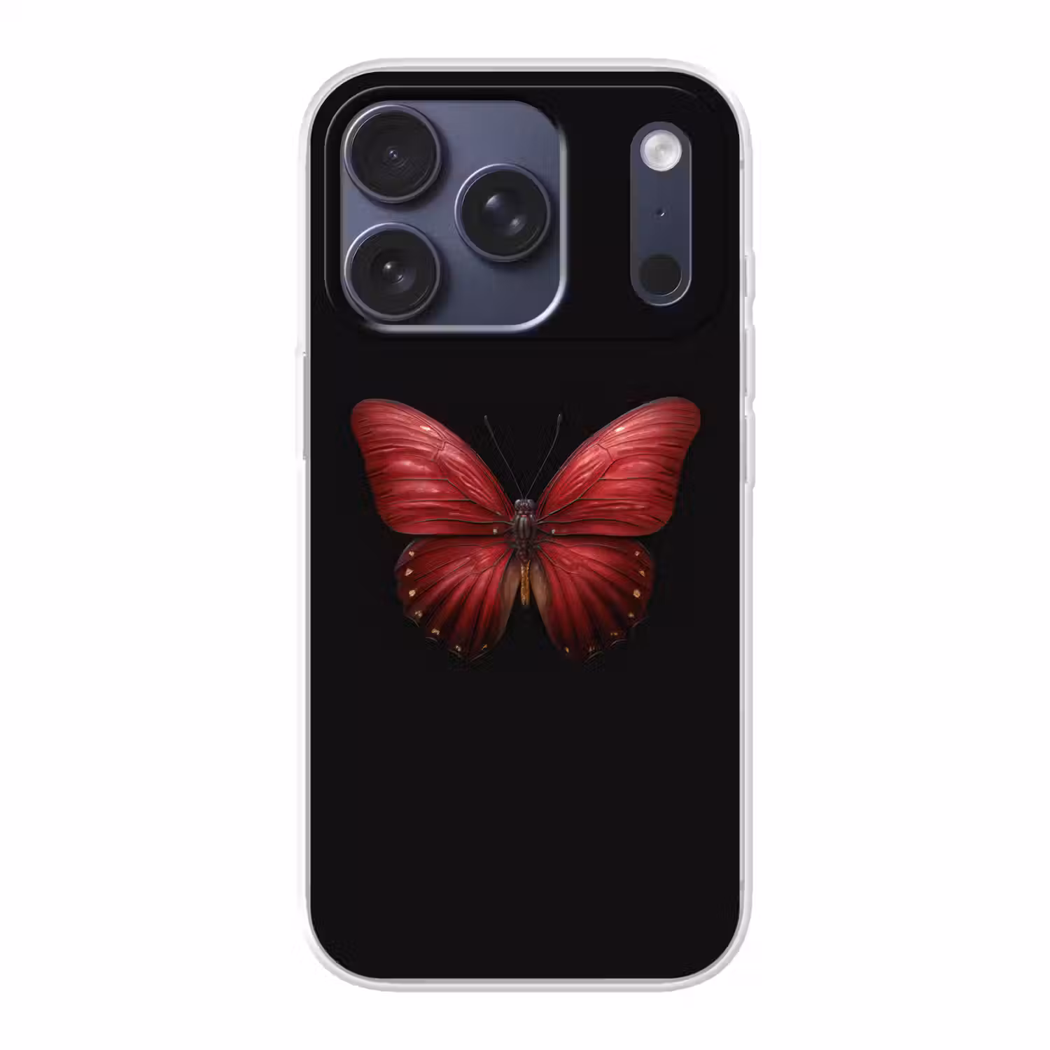 Vlinder - Rood - Minimalistisch Telefoonhoesje iPhone 17 Pro klein -3d