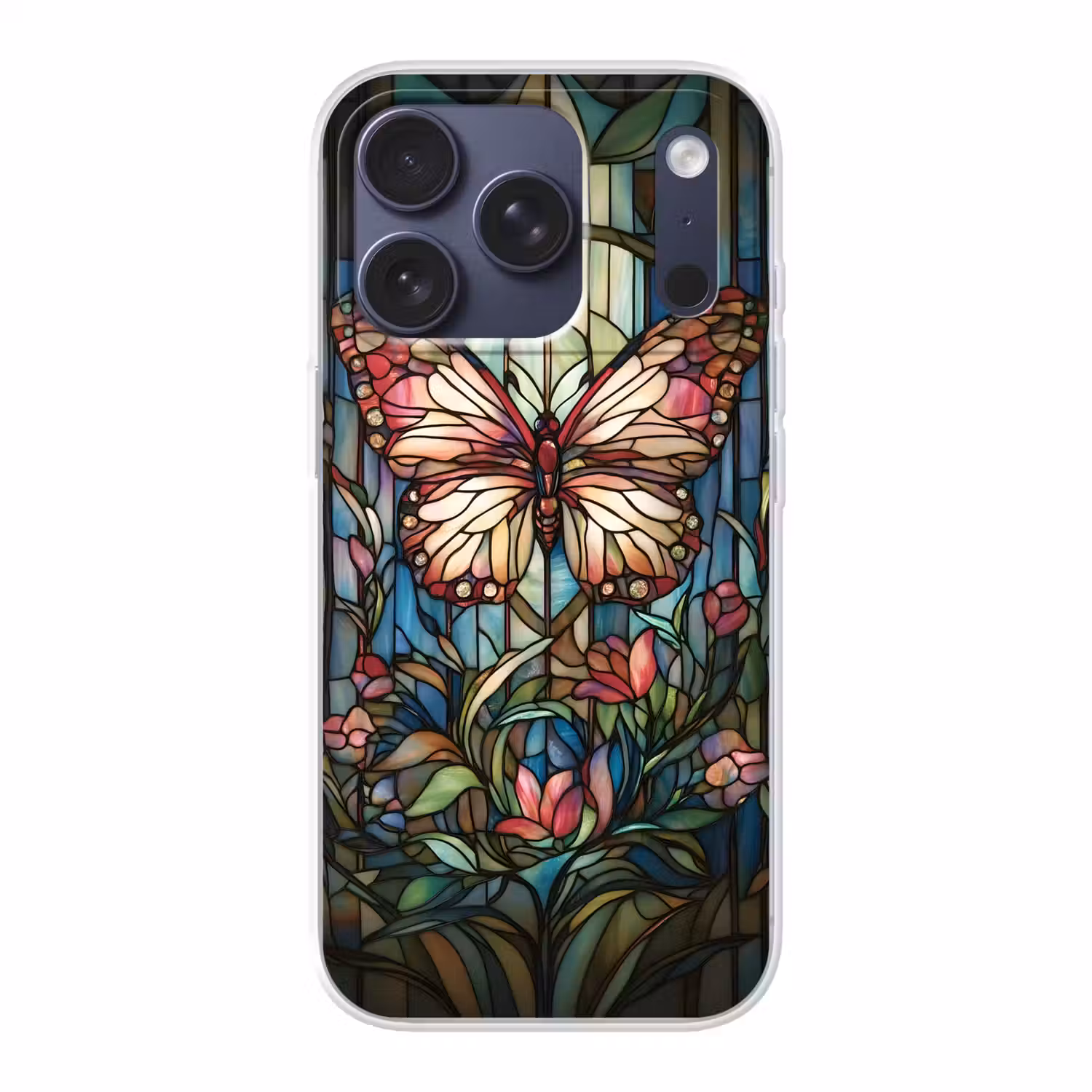 Vlinder - Roze - Bloemen - Bladeren Telefoonhoesje iPhone 17 Pro klein -3d