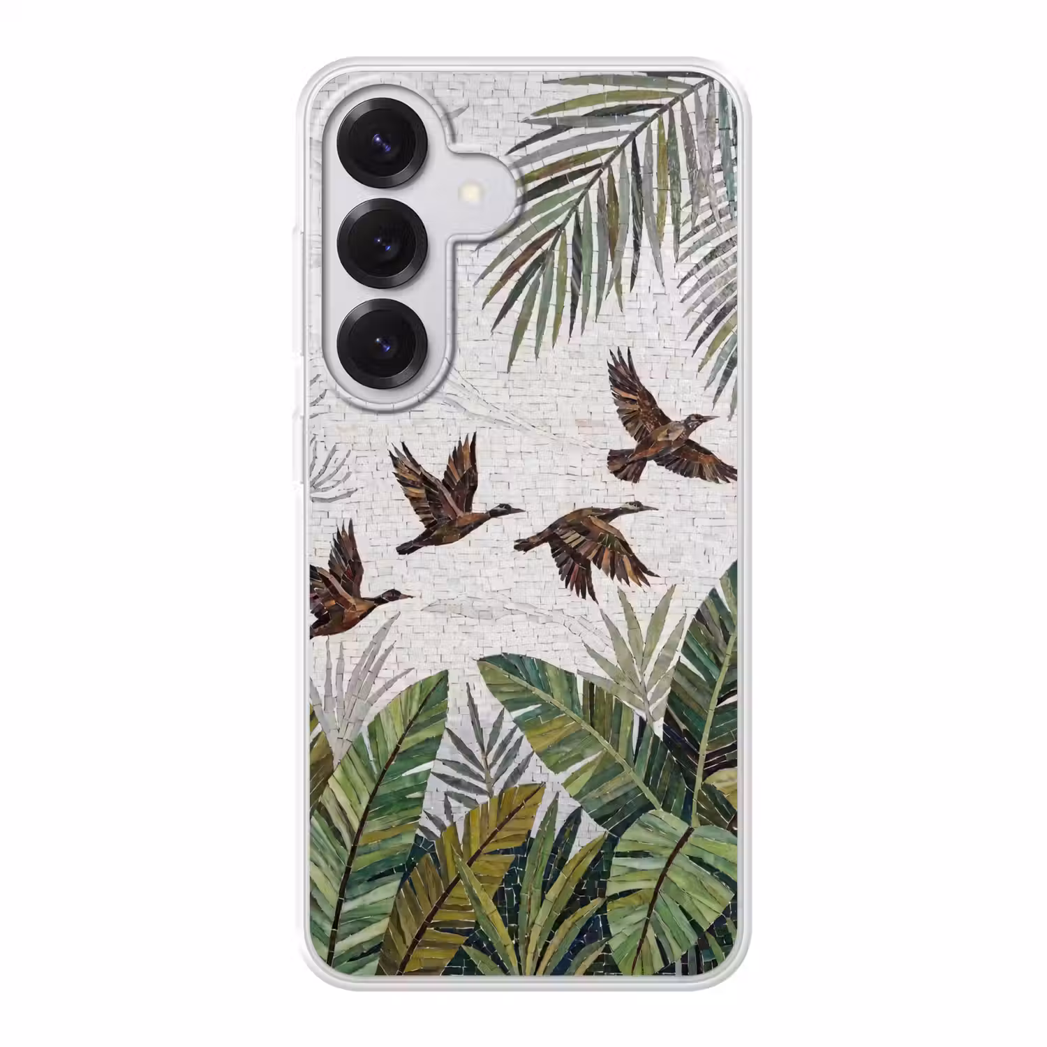 Vogel - Vliegend - Tropisch - Mozaïek - Groen Telefoonhoesje Samsung Galaxy S26 klein -3d