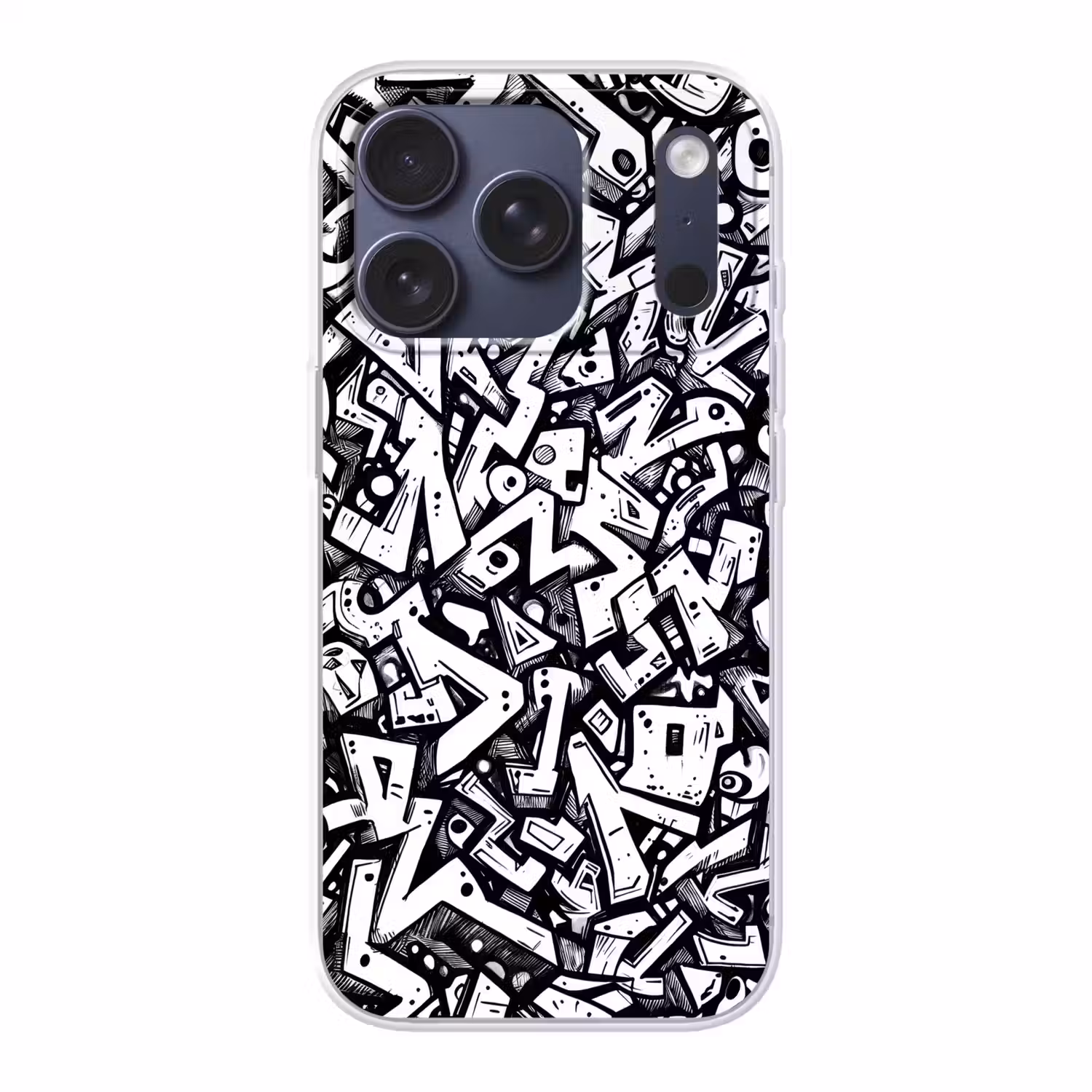 Vormen - Letters - Graffiti - Zwart Telefoonhoesje iPhone 17 Pro klein -3d