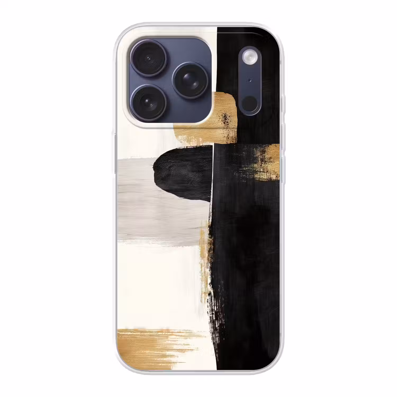Vormen - Penseelstreken - Abstract - Goud Telefoonhoesje iPhone 17 Pro klein -3d