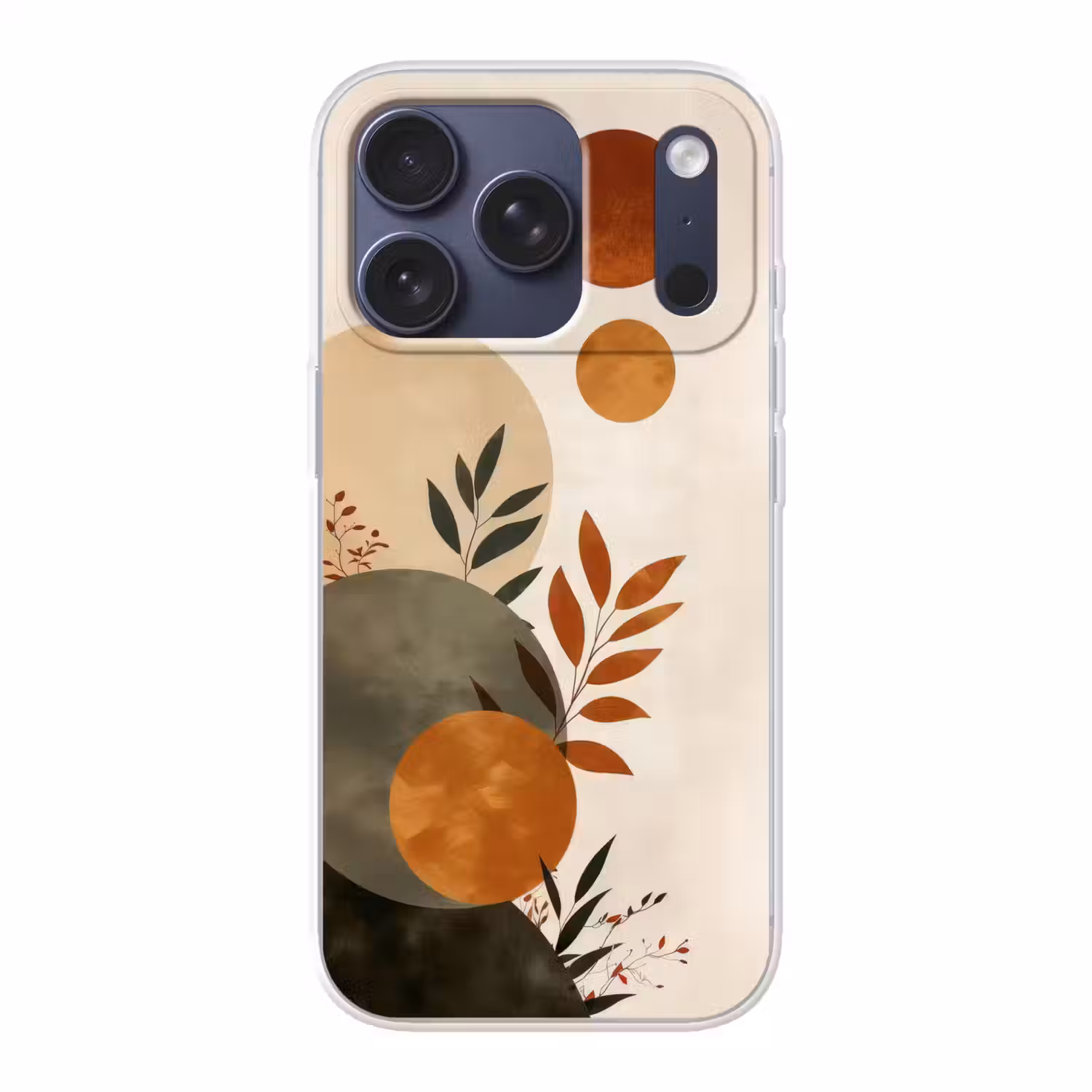 Vormen - Rond - Bladeren - Beige Telefoonhoesje iPhone 17 Pro klein -3d