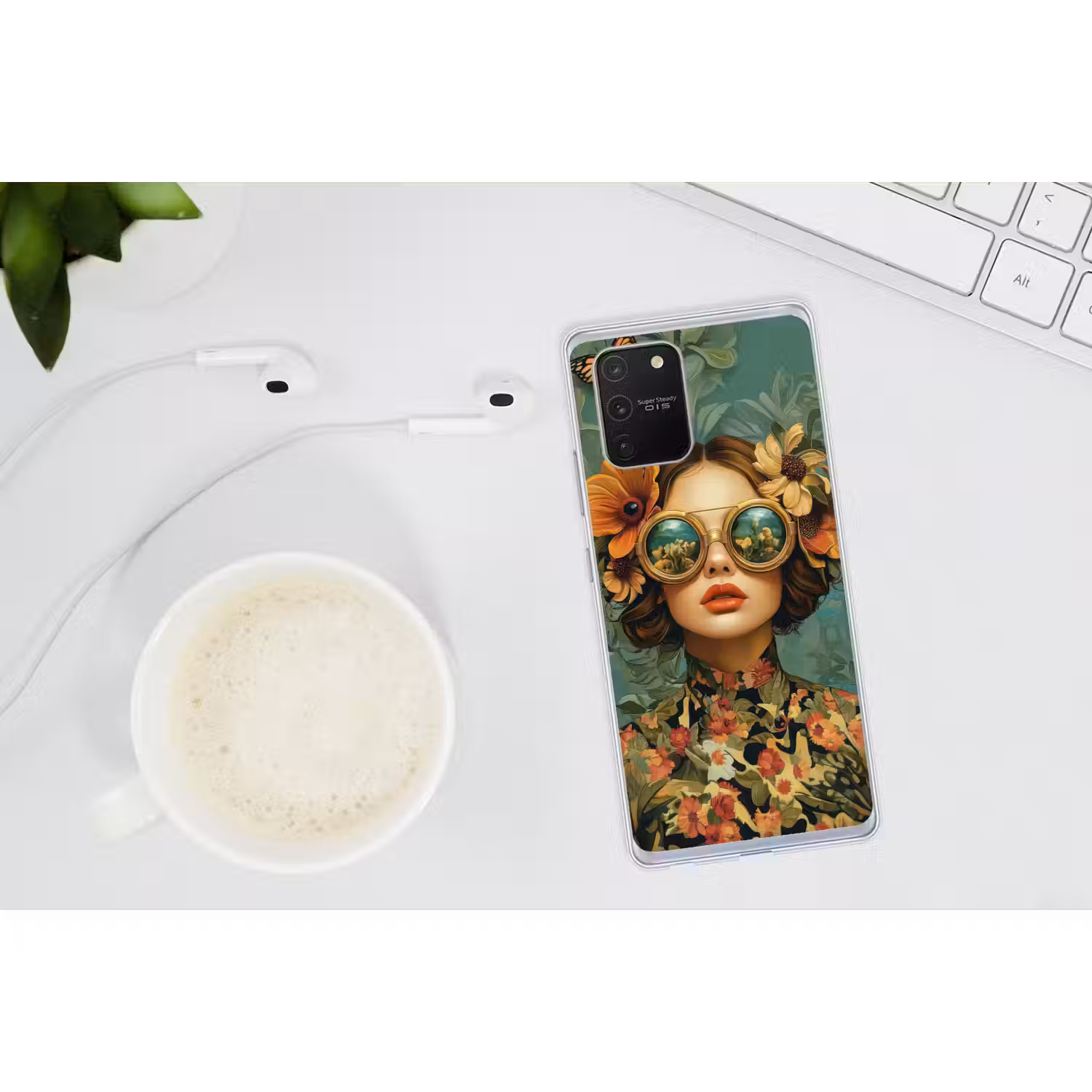 Vrouw - Bloemen - Vlinders - Natuur - Vintage Telefoonhoesje Samsung Galaxy S10 Lite klein -oordopS10Lite