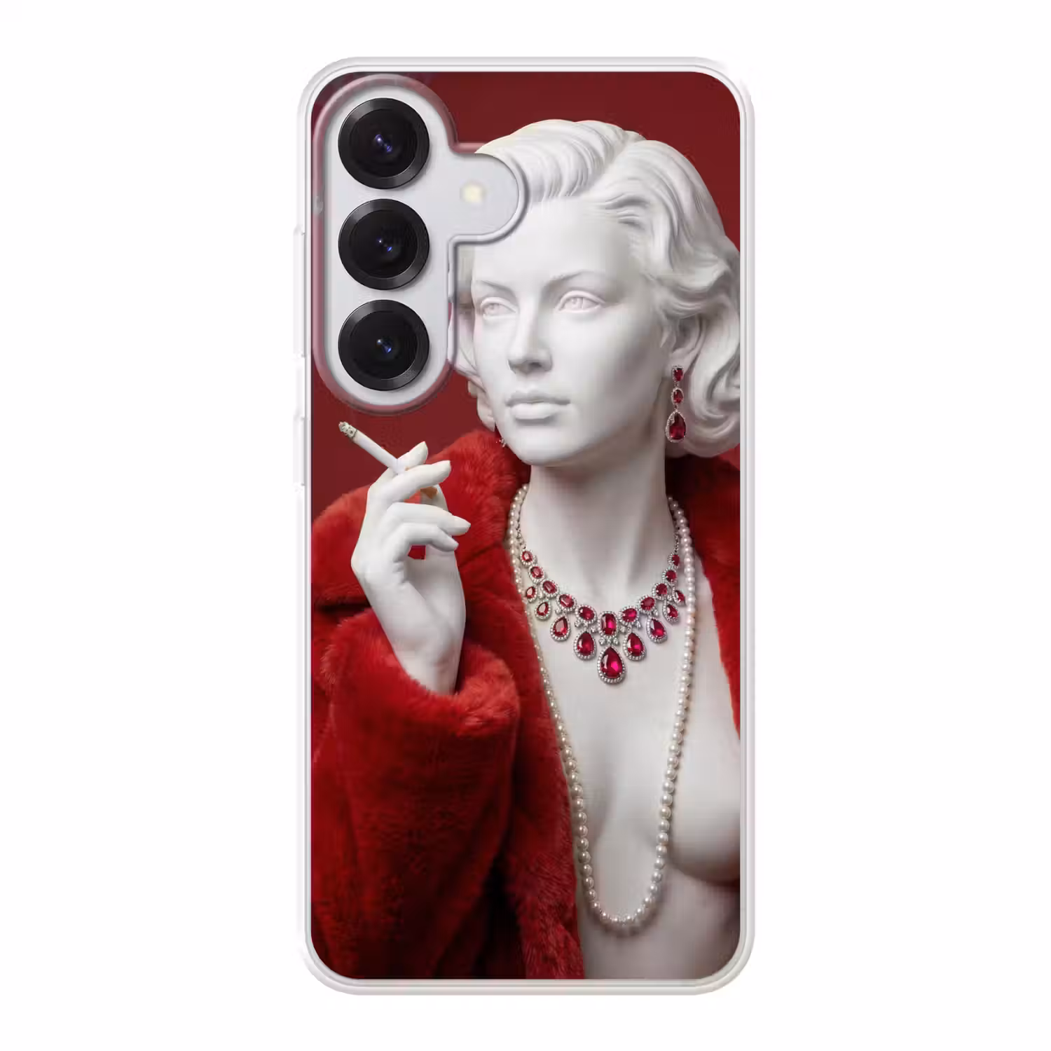 Vrouw - Bontjas - Mode - Klassiek - Rood Telefoonhoesje Samsung Galaxy S26 klein -3d