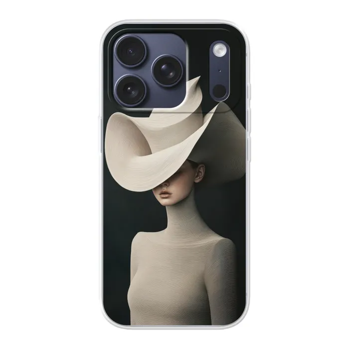 Vrouw - Golvende - Hoed Telefoonhoesje iPhone 17 Pro klein -3d