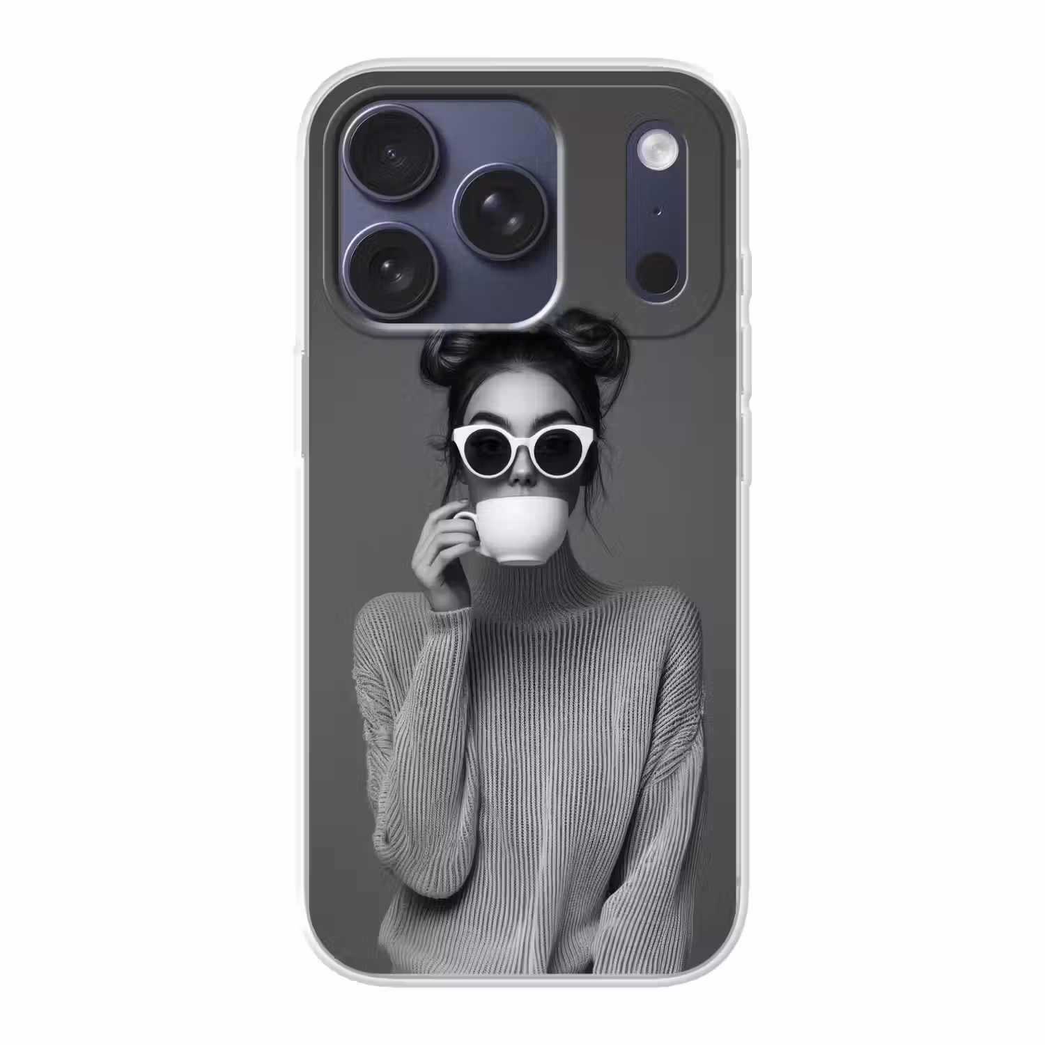 Vrouw - Koffie - Zwart - Wit Telefoonhoesje iPhone 17 Pro klein -3d
