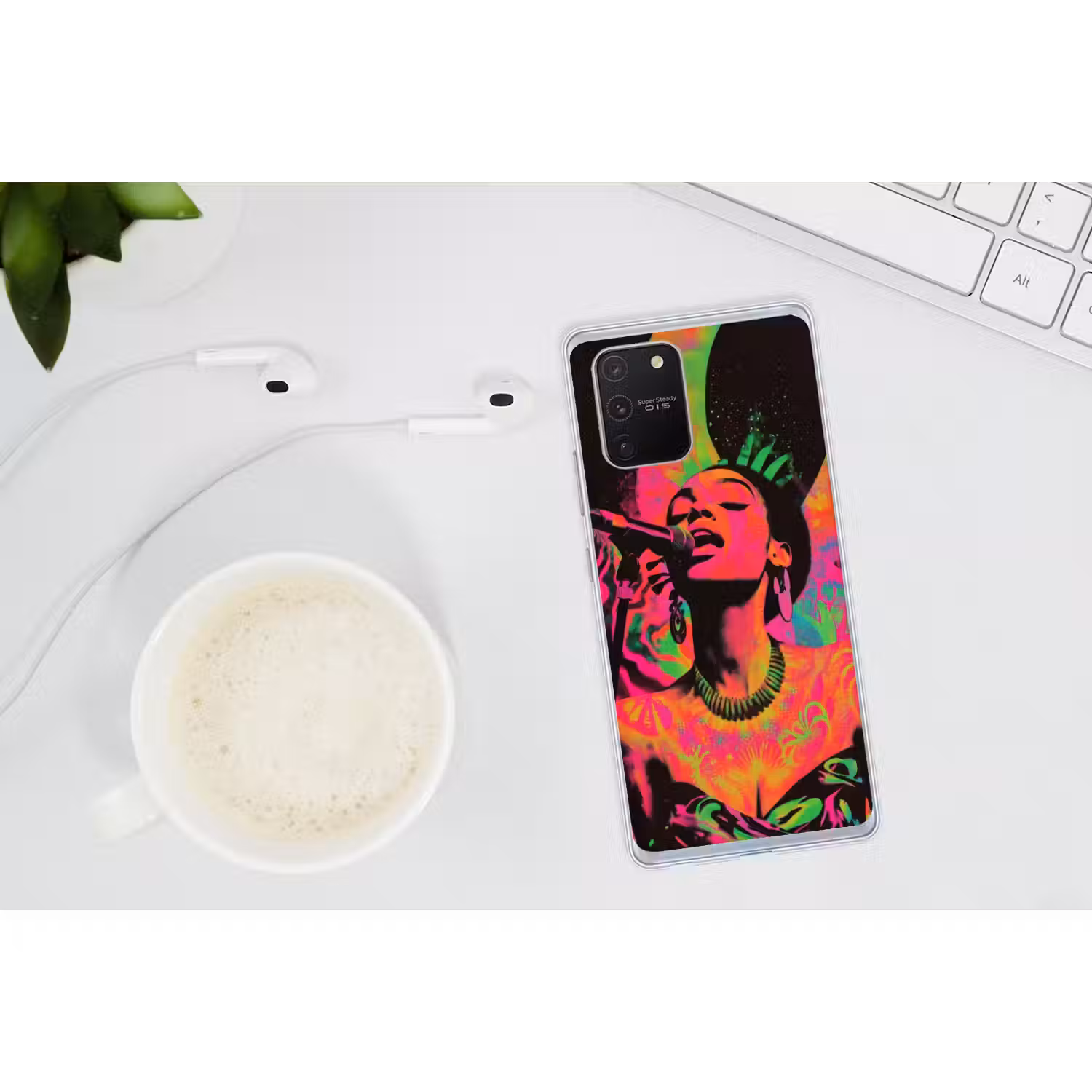 Vrouw - Microfoon - Neon Telefoonhoesje Samsung Galaxy S10 Lite klein -oordopS10Lite