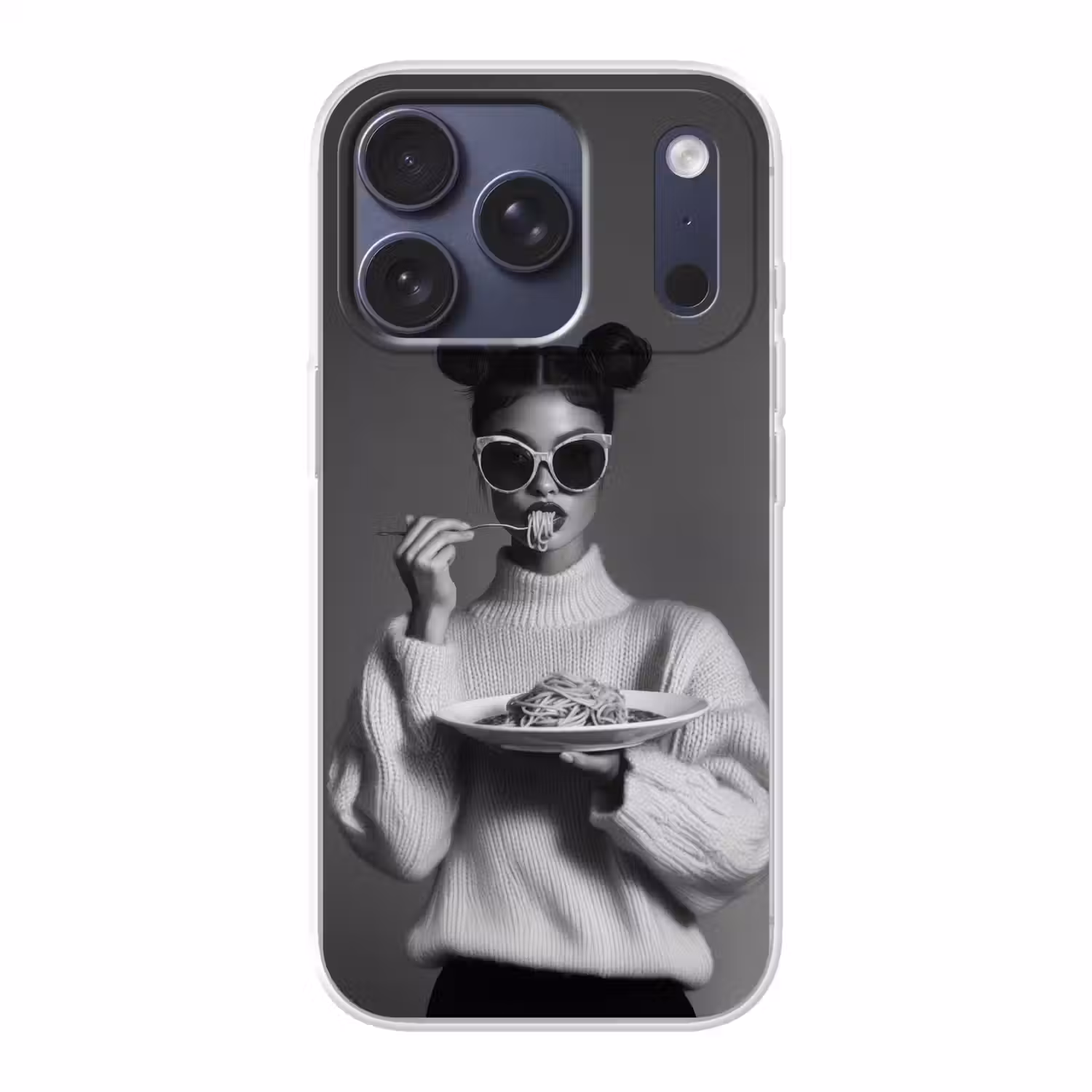 Vrouw - Pasta - Zonnebril Telefoonhoesje iPhone 17 Pro klein -3d
