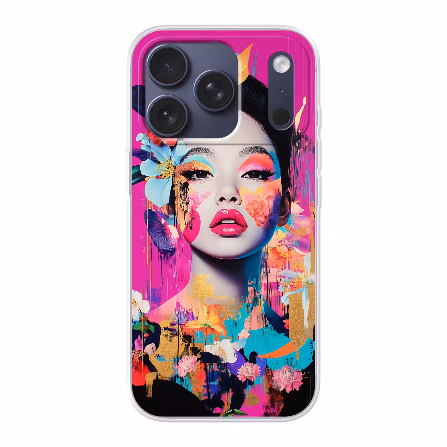 Vrouw - Portret - Abstract - Paars Telefoonhoesje iPhone 17 Pro klein -3d
