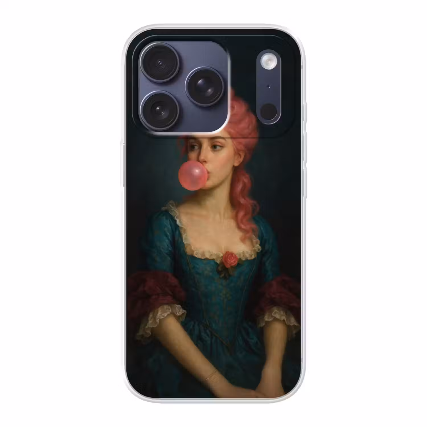 Vrouw - Portret - Kauwgombel Telefoonhoesje iPhone 17 Pro klein -3d