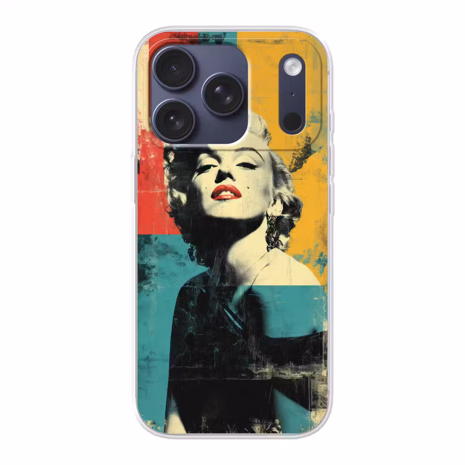 Vrouw - Rode lippen - Abstracte kleurvlakken - Popartuistraling Telefoonhoesje iPhone 17 Pro klein -3d