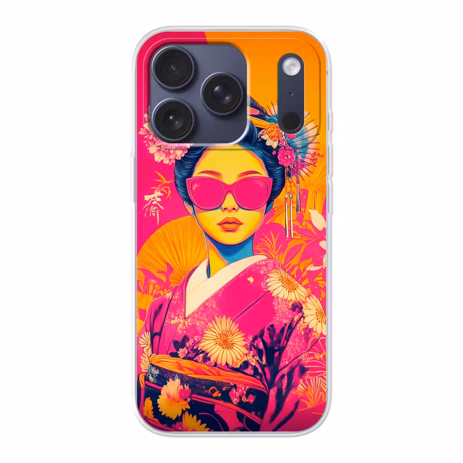 Vrouw - Zonnebril - Abstract - Oranje Telefoonhoesje iPhone 17 Pro klein -3d
