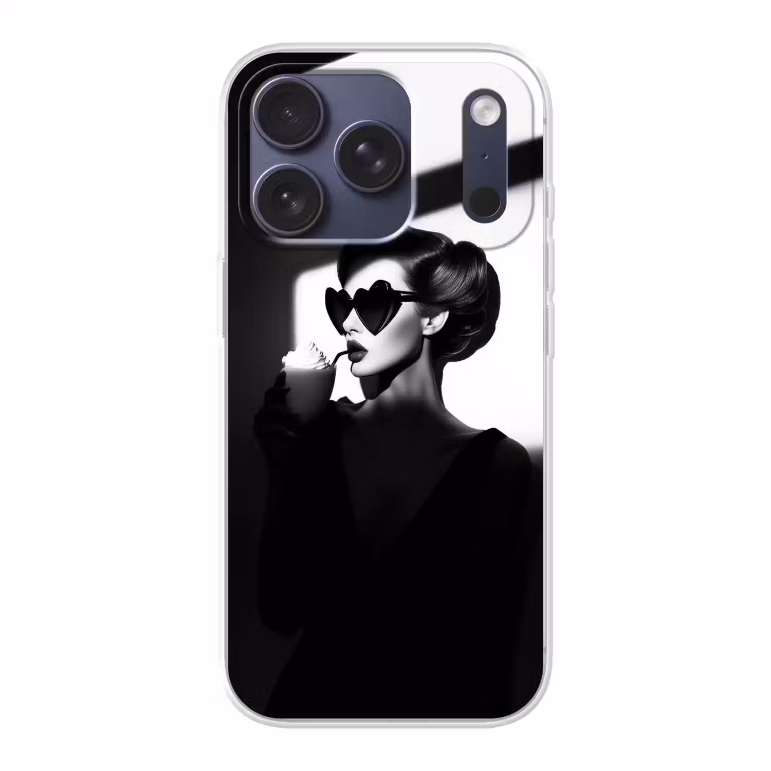 Vrouw - Zwart - Hart Telefoonhoesje iPhone 17 Pro klein -3d