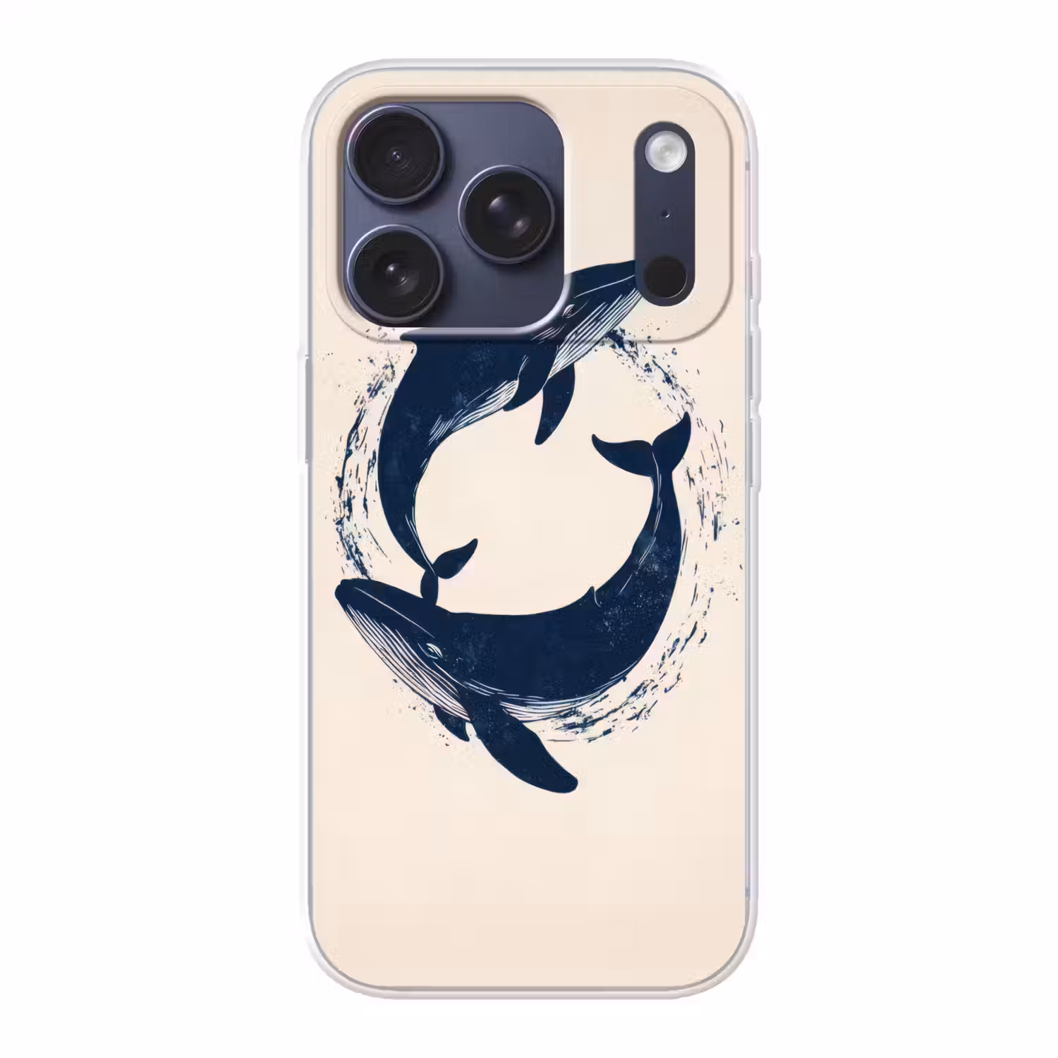 Walvissen - Spetters - Cirkel - Donkerblauw Telefoonhoesje iPhone 17 Pro klein -3d
