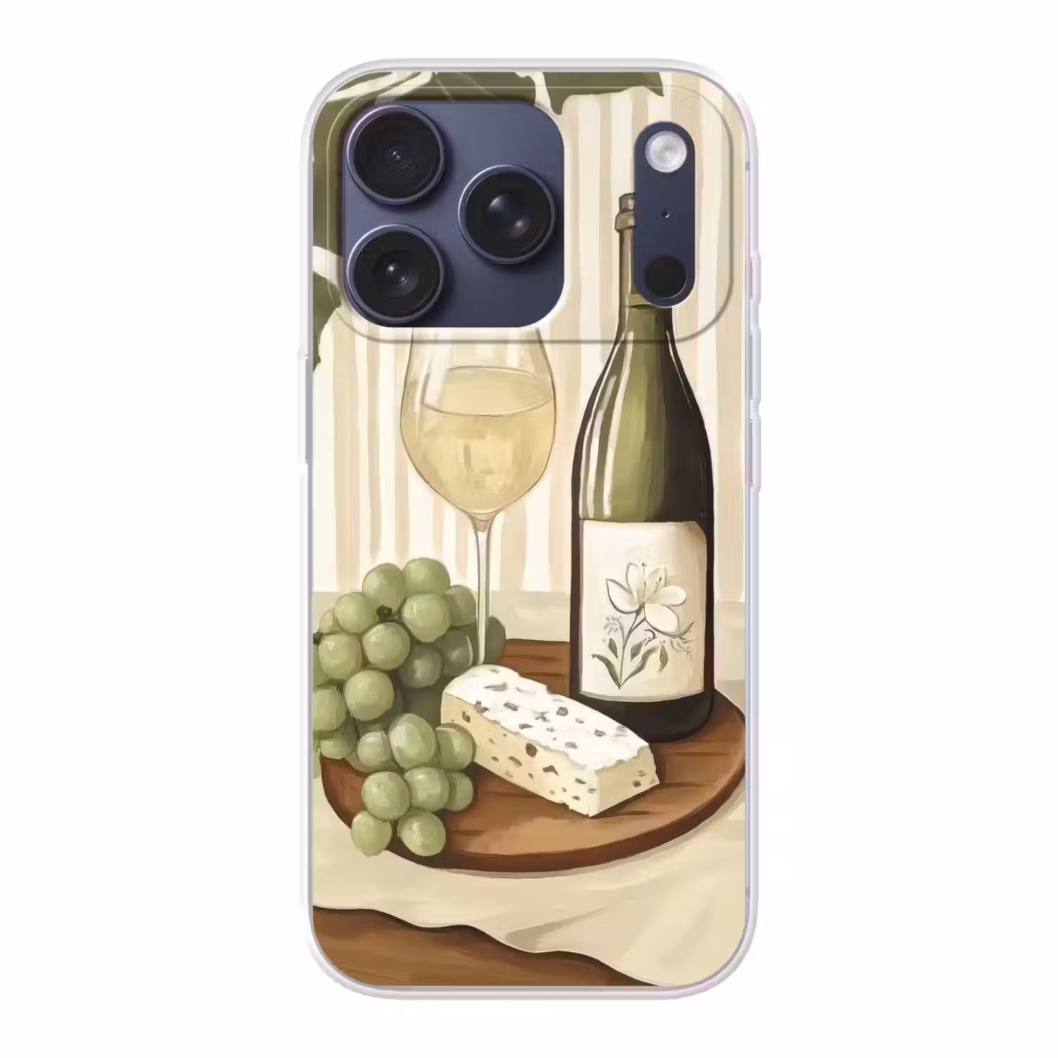Wijn - Druiven - Kaas - Bladeren Telefoonhoesje iPhone 17 Pro klein -3d