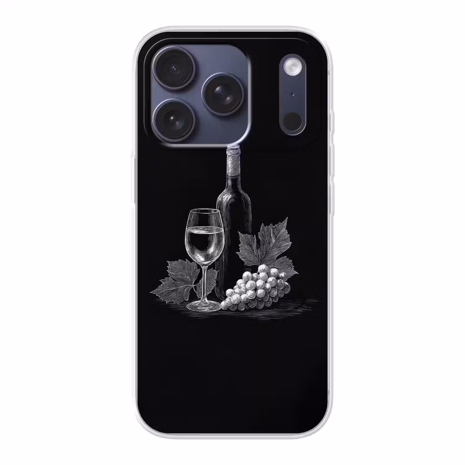 Wijnfles - Glas - Druiven - Bladeren Telefoonhoesje iPhone 17 Pro klein -3d
