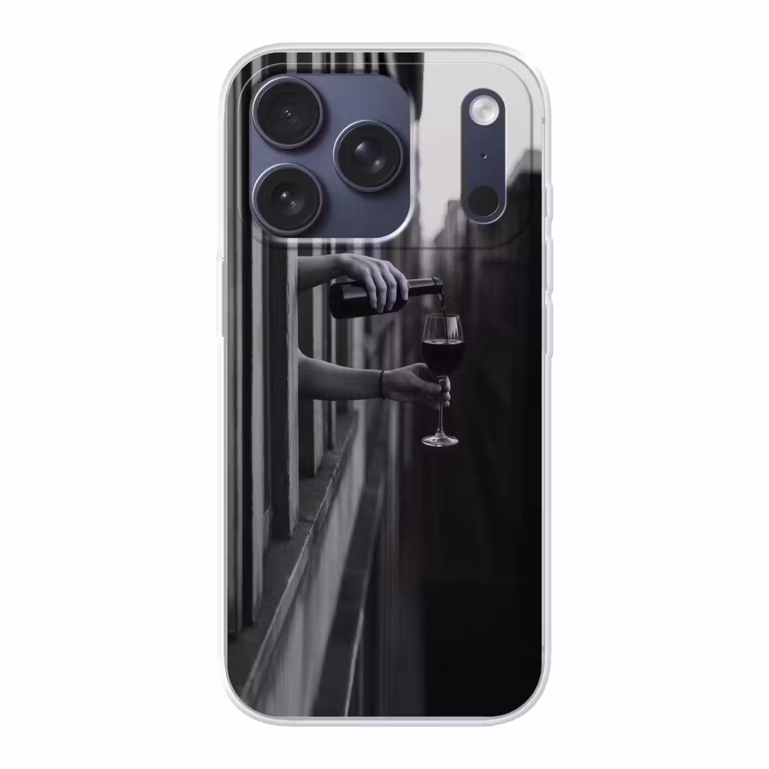 Wijnfles - Glas - Handen - Raam Telefoonhoesje iPhone 17 Pro klein -3d