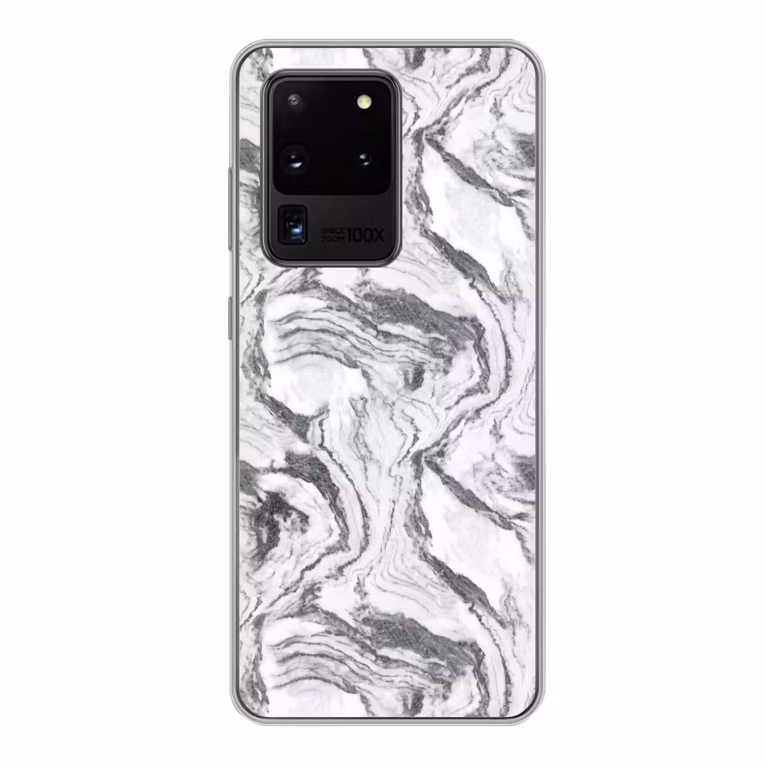 Wit - Marmer - Golvend - Grafiet Telefoonhoesje Samsung Galaxy S20 Ultra klein 358 -3d