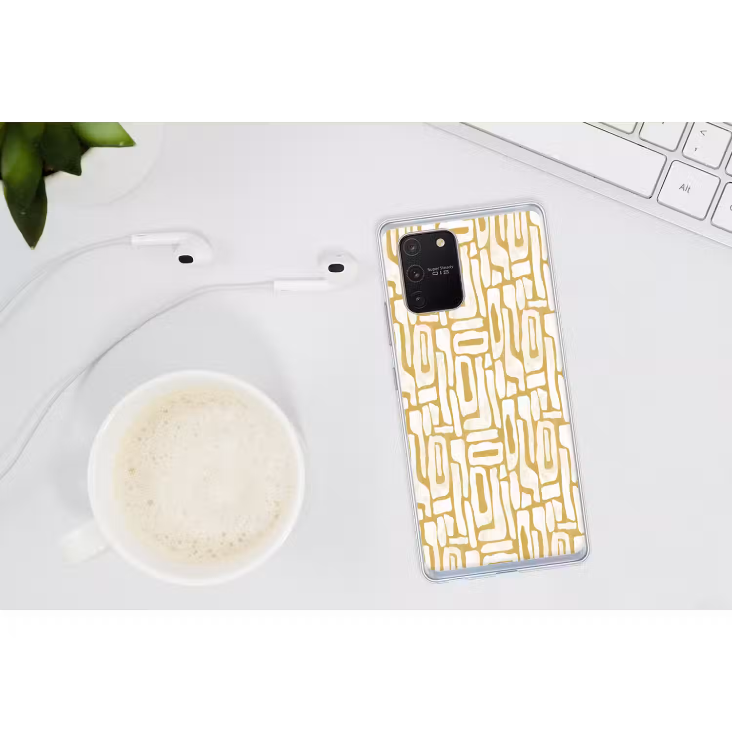 Zandkleur - Wit - Patroon Telefoonhoesje Samsung Galaxy S10 Lite klein 364 -oordopS10Lite