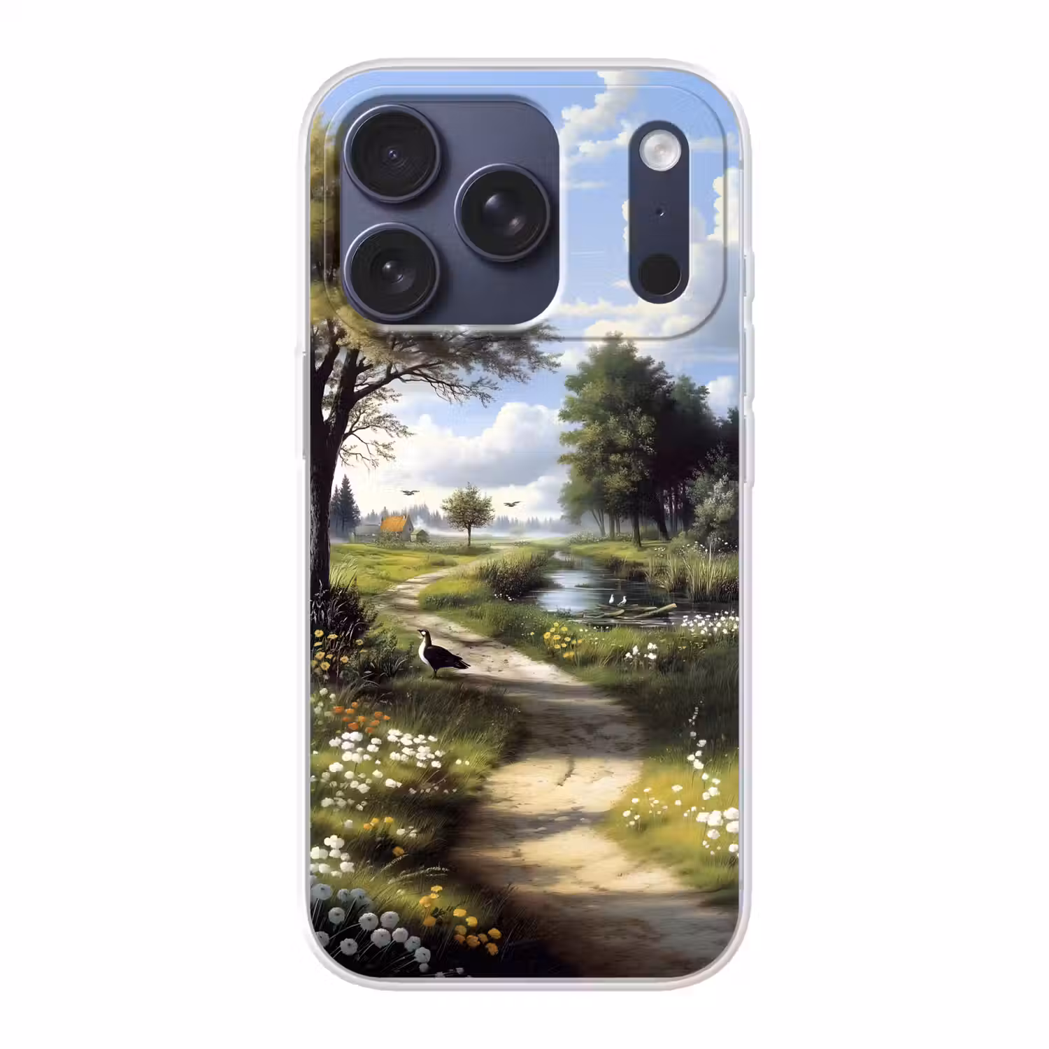 Zandpad - Groen landschap - Water Telefoonhoesje iPhone 17 Pro klein -3d