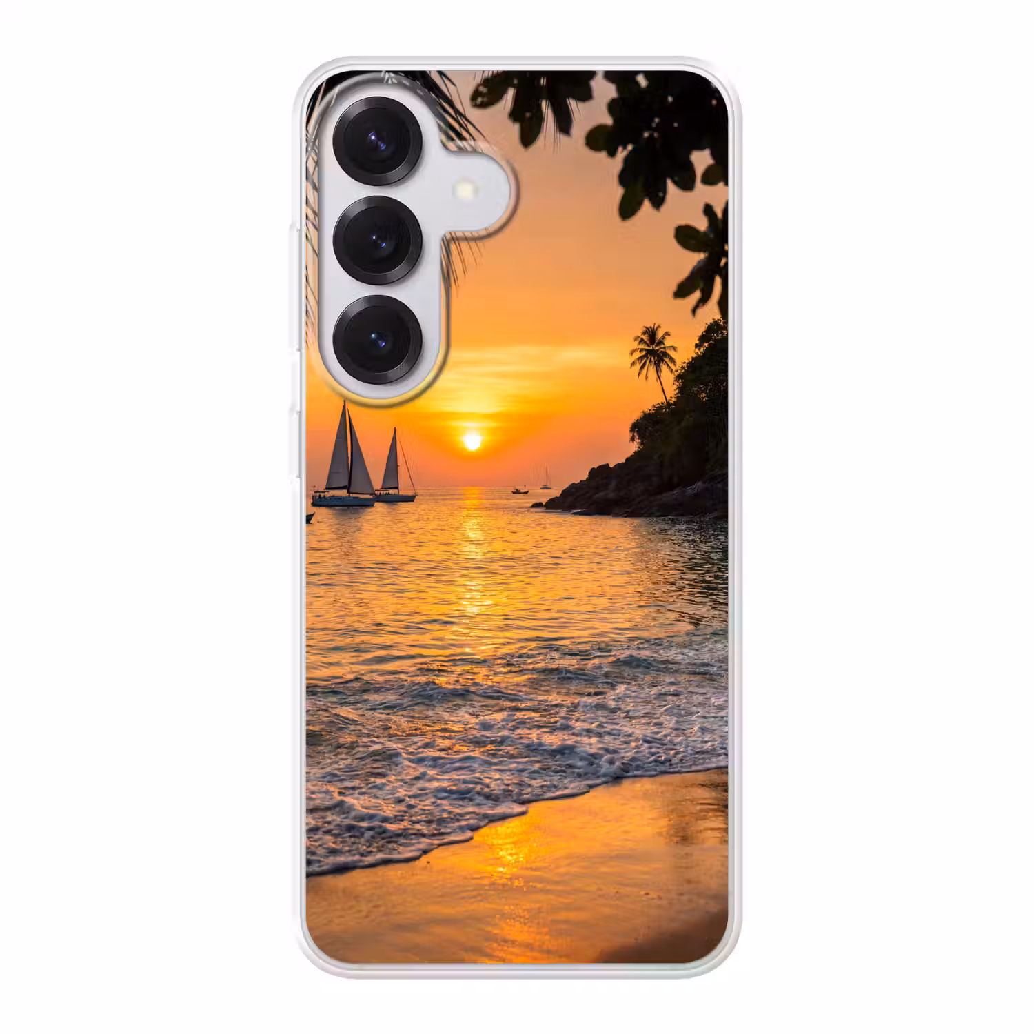 Zee - Zonsondergang - Boot - Natuur - Oranje Telefoonhoesje Samsung Galaxy S26 klein -3d