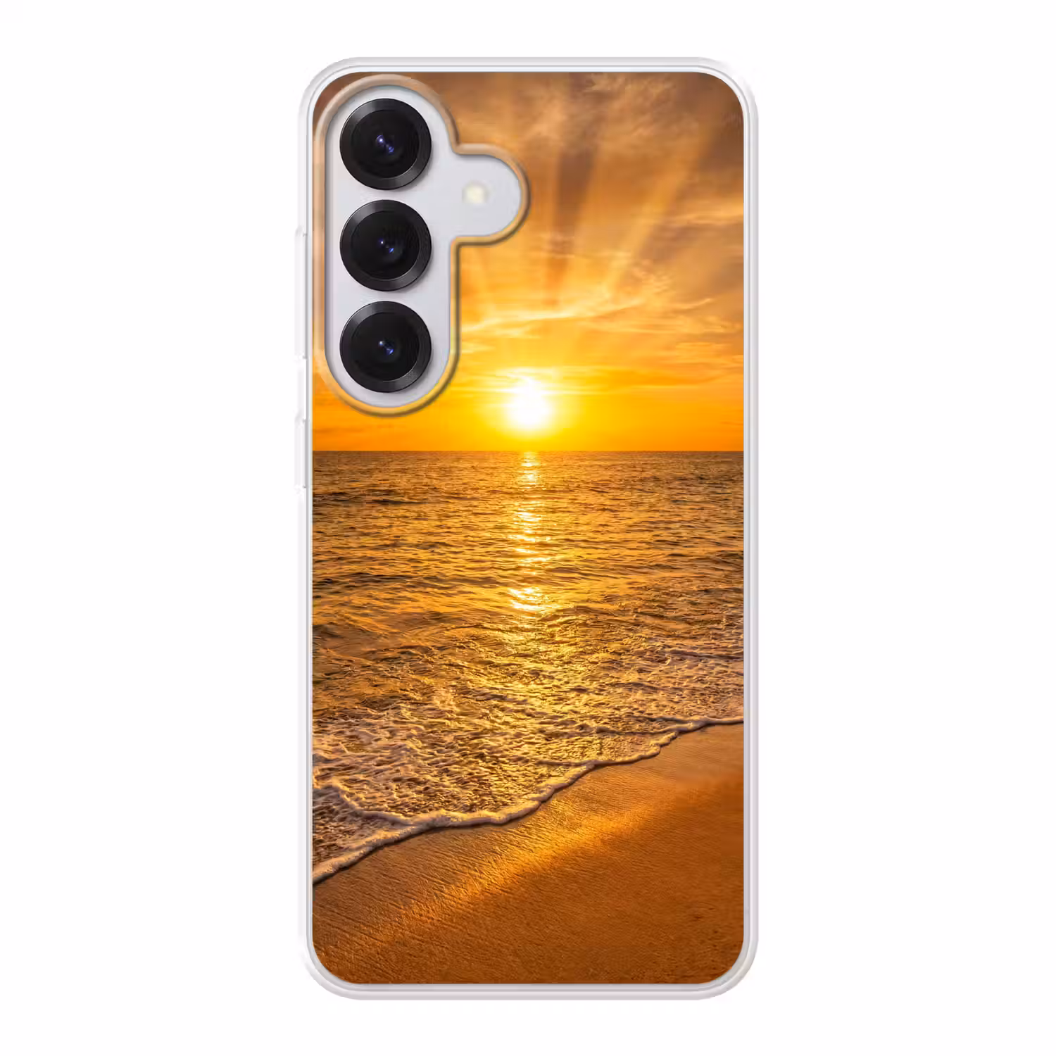 Zee - Zonsondergang - Golven - Kust - Oranje Telefoonhoesje Samsung Galaxy S26 klein -3d