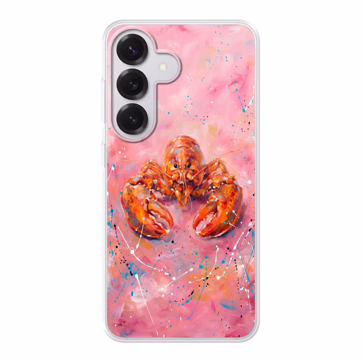 Zeeleven - Kreeft - Spatters - Abstract - Roze Telefoonhoesje Samsung Galaxy S26 klein -3d