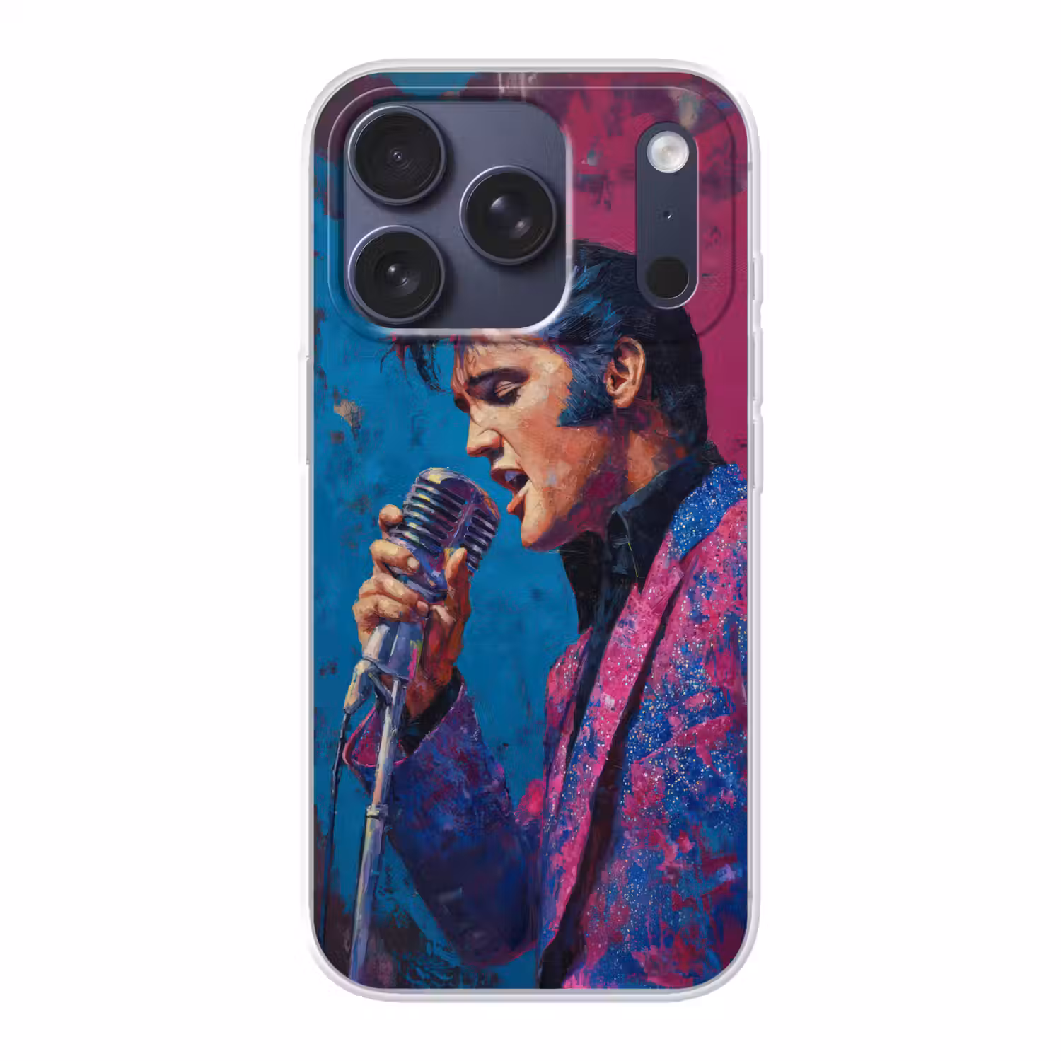 Zingende man - Glitterjas - Microfoon Telefoonhoesje iPhone 17 Pro klein -3d