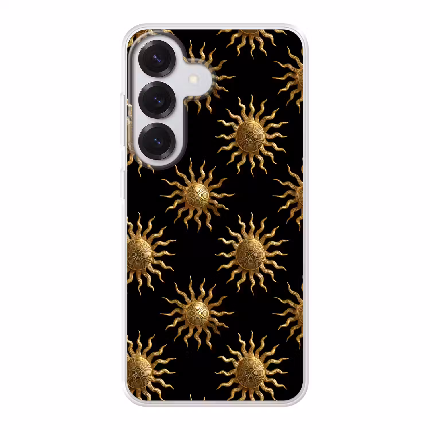 Zon - Patroon - Luxe - Goud - Zwart Telefoonhoesje Samsung Galaxy S26 klein 975 -3d