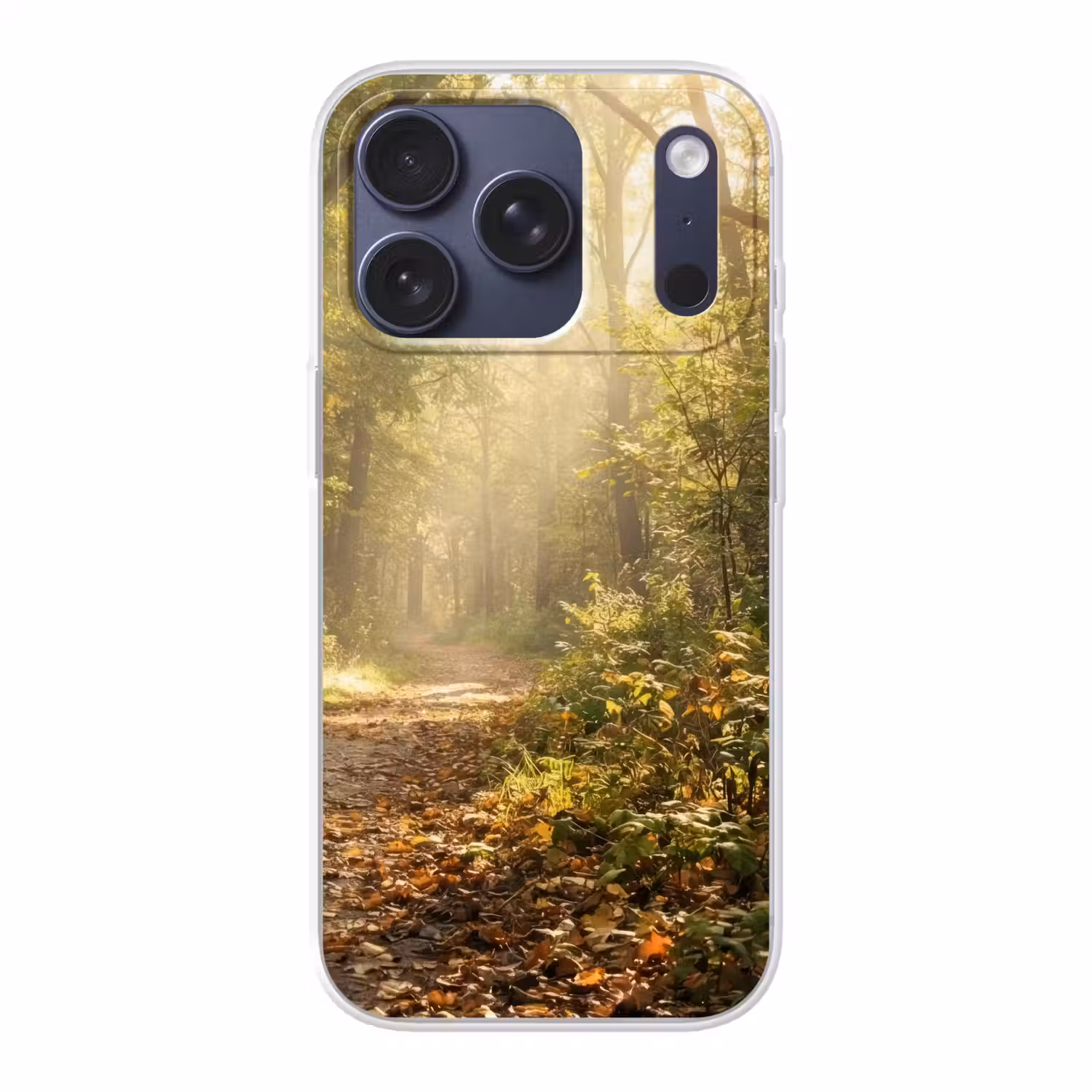 Zonlicht - Bospad - Bomen Telefoonhoesje iPhone 17 Pro klein -3d