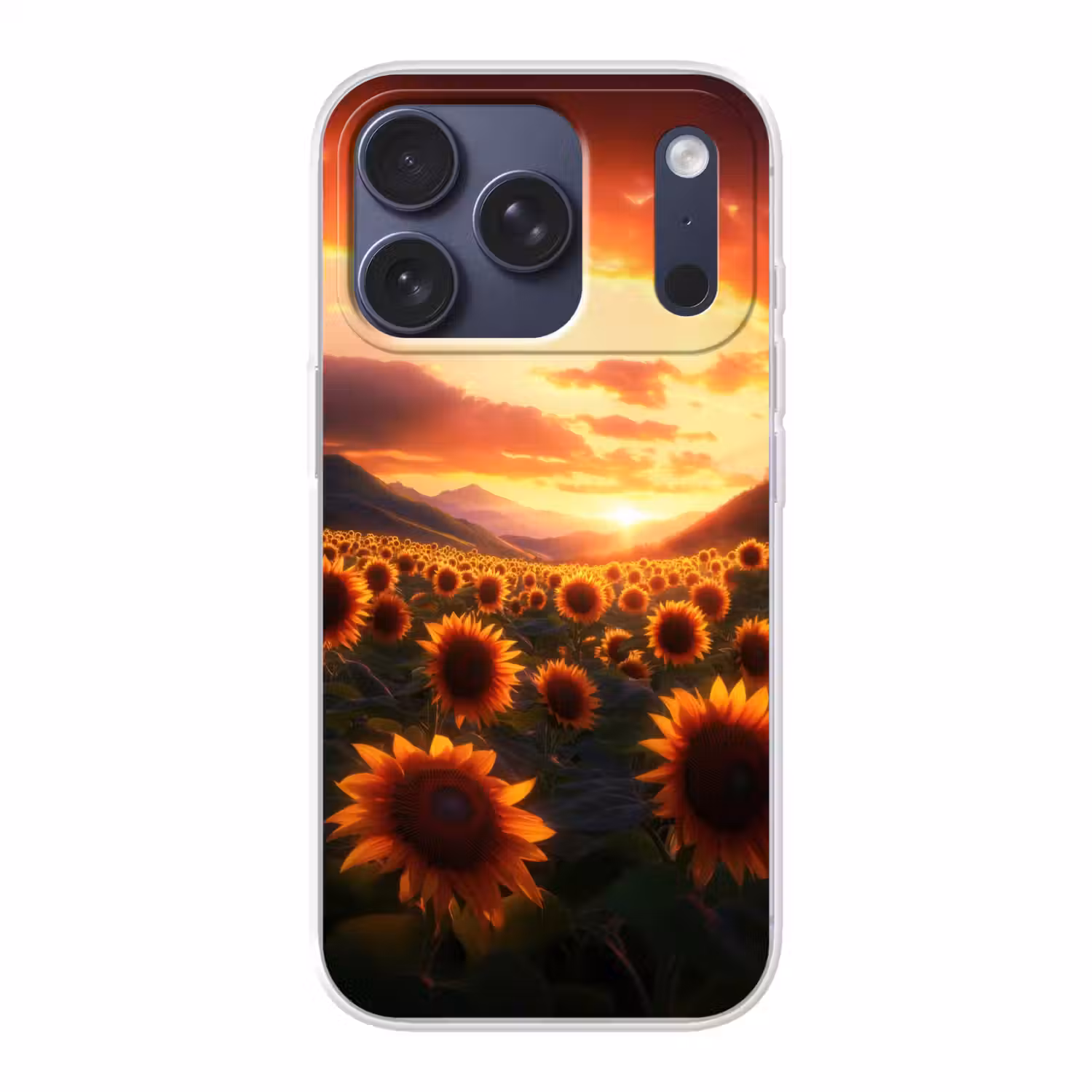 Zonnebloemen - Zonsondergang - Landschap Telefoonhoesje iPhone 17 Pro klein -3d