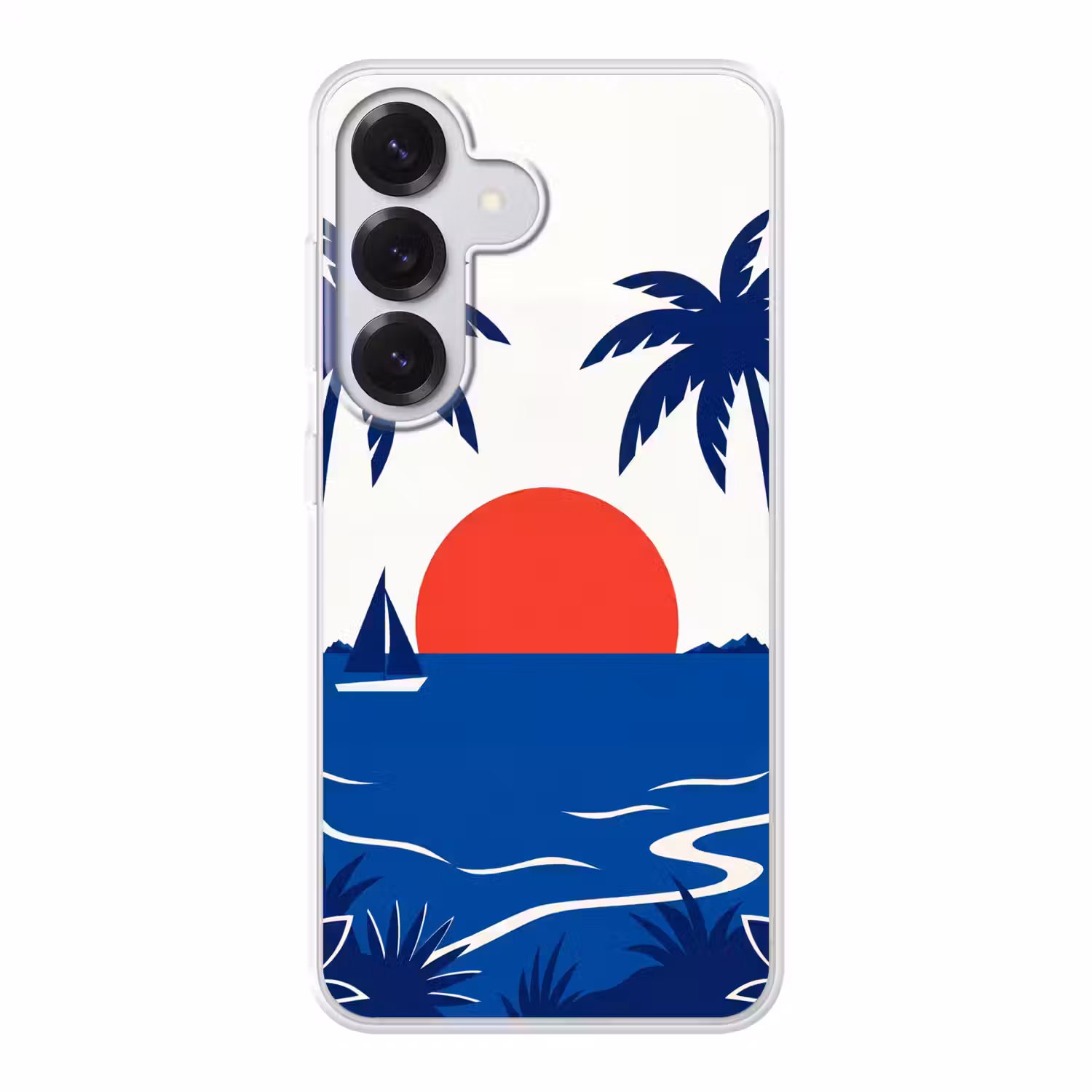 Zonsondergang - Zee - Palmboom - Tropisch - Modern Telefoonhoesje Samsung Galaxy S26 klein -3d