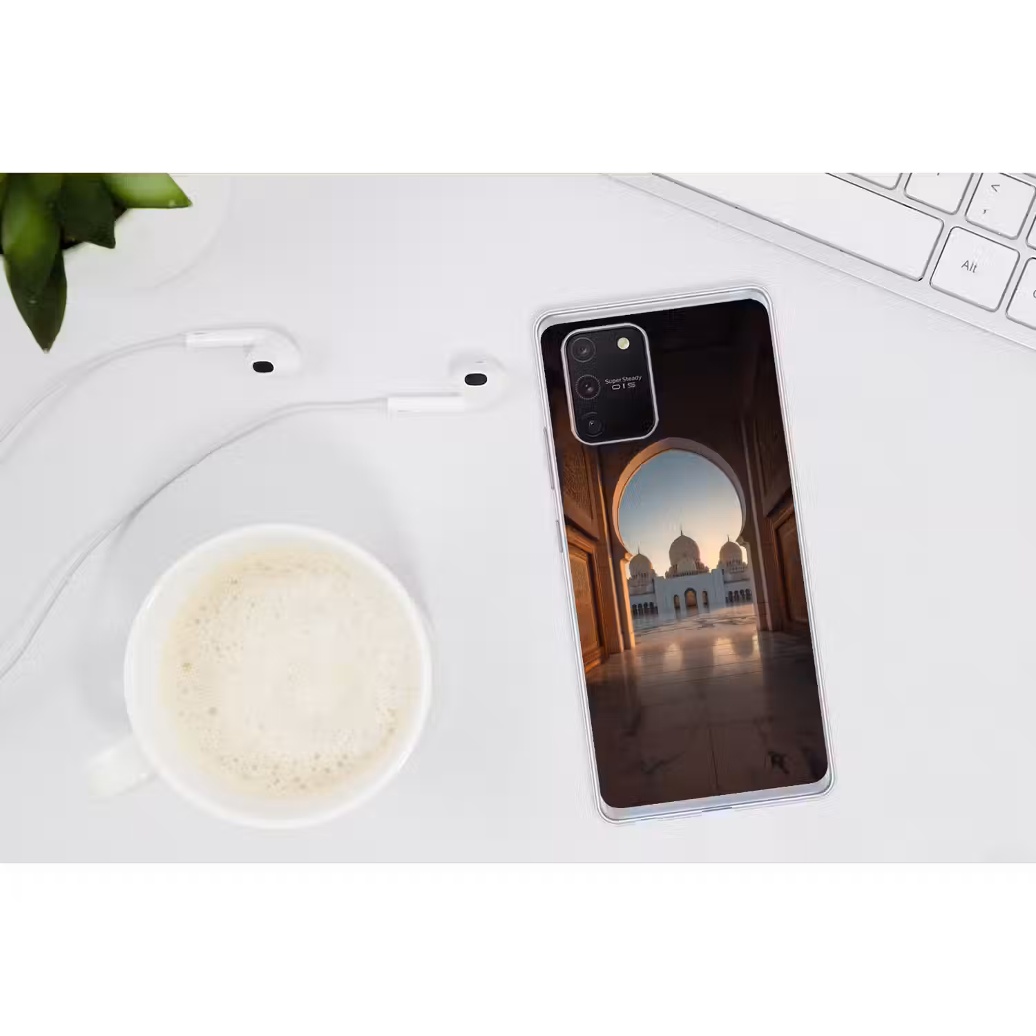 Zonsopkomst - Witte koepels - Plein - Moskee Telefoonhoesje Samsung Galaxy S10 Lite klein -oordopS10Lite