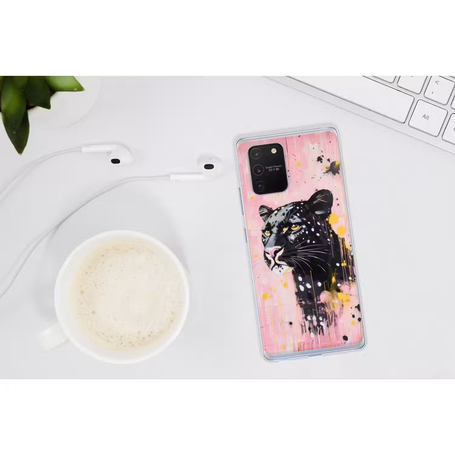 Zwart - Panter - Roze - Abstract Telefoonhoesje Samsung Galaxy S10 Lite klein -oordopS10Lite