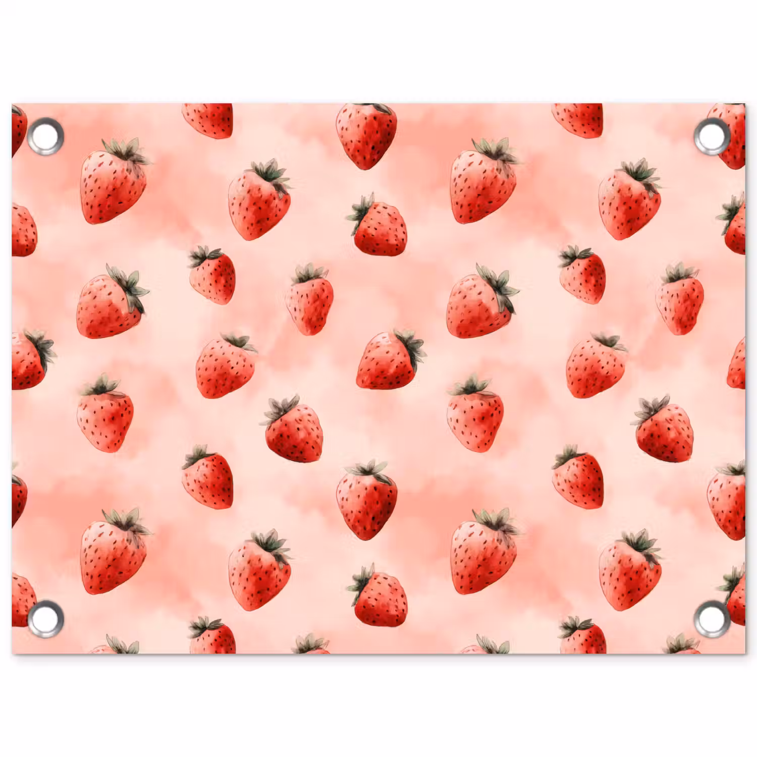 Aardbei - Patroon - Roze tuinposter los doek klein 239 -3d