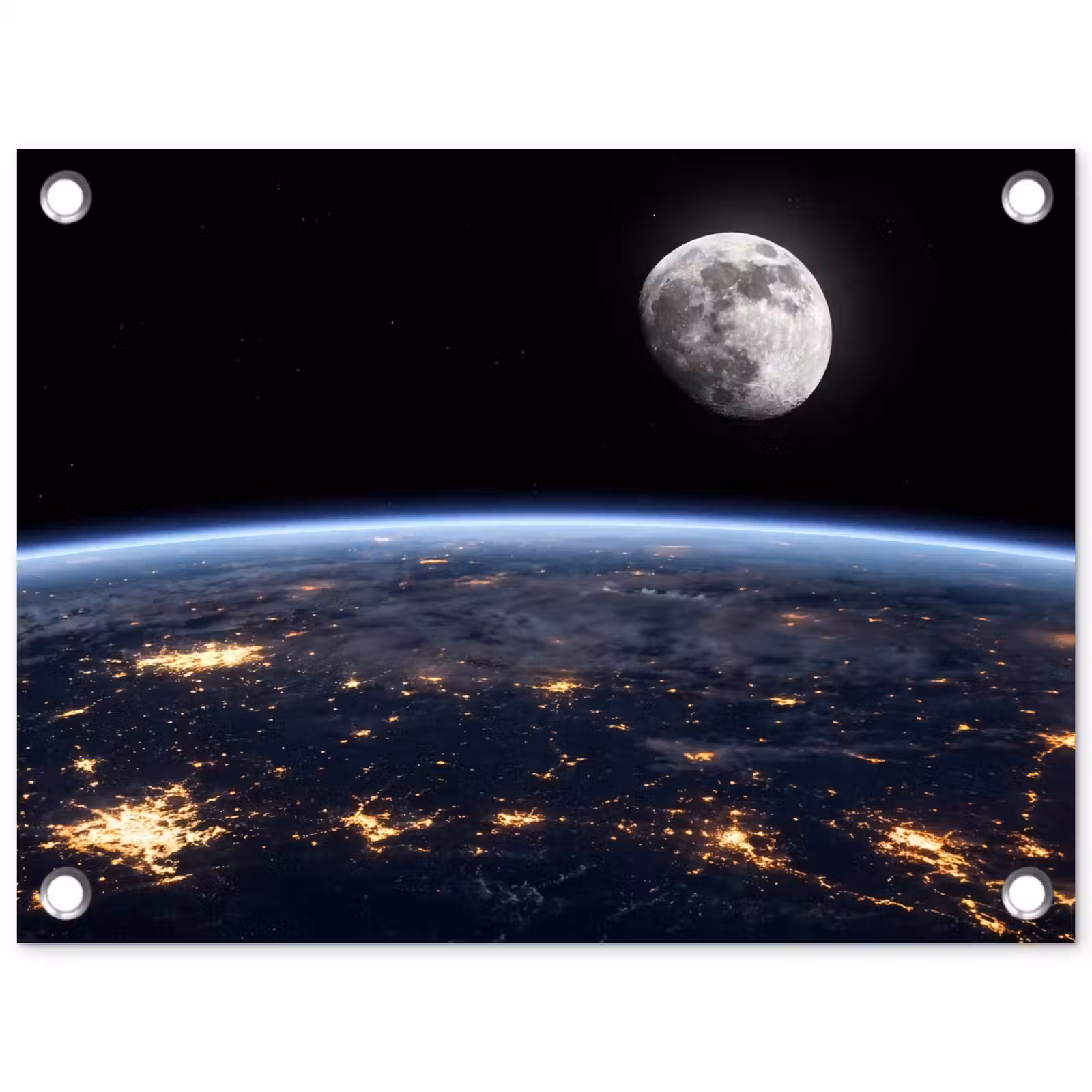Tuinposter - Aarde - Nacht - Ruimte - Aarde - Nacht - Ruimte tuinposter los doek klein