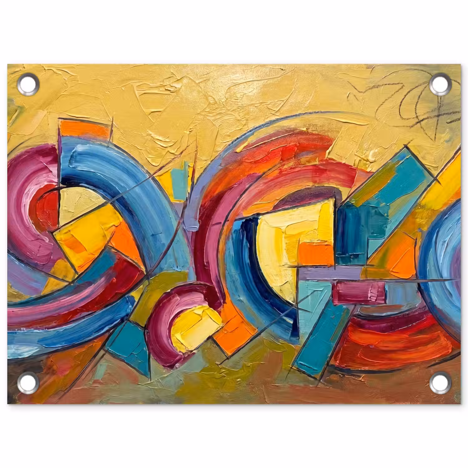 Abstract - Cirkels - Schilderij - Kleurrijk - Dynamisch tuinposter los doek klein -3d