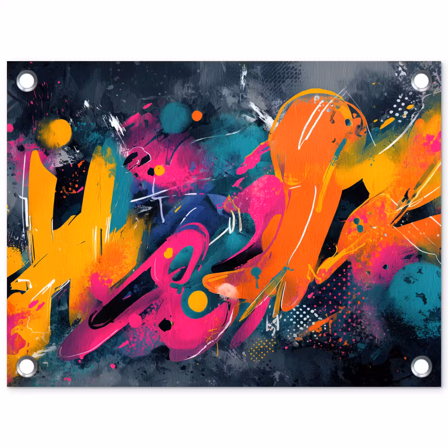 Abstract - Graffiti - Kleurrijk - Verfspatten tuinposter los doek klein -3d