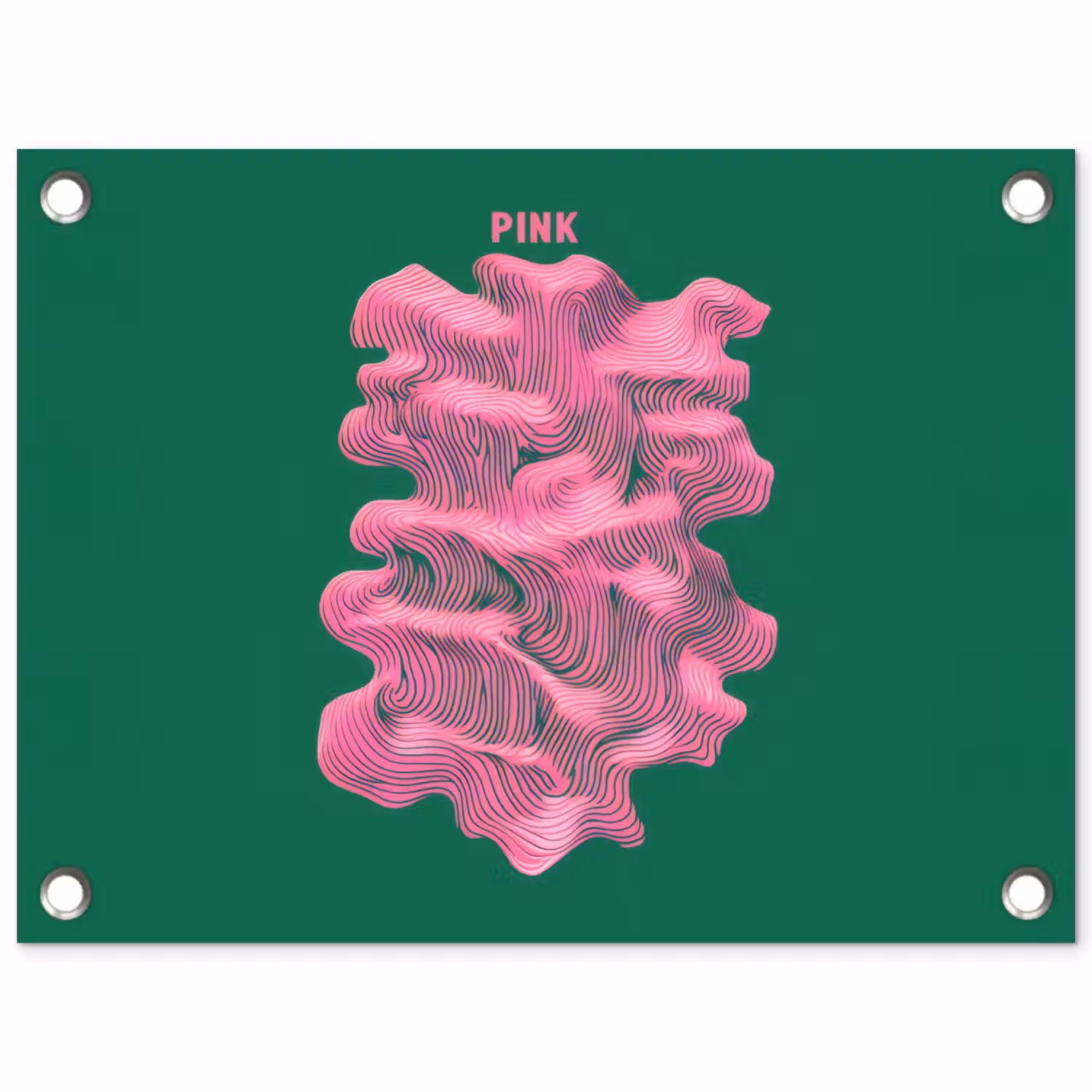 Abstract - Pink - Lijnen - Groen tuinposter los doek klein -3d