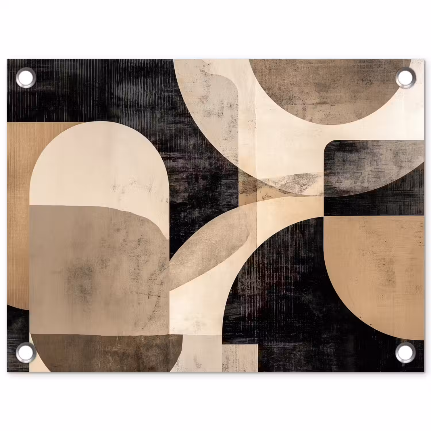 Abstract - Vormen - Modern - Beige tuinposter los doek klein -3d