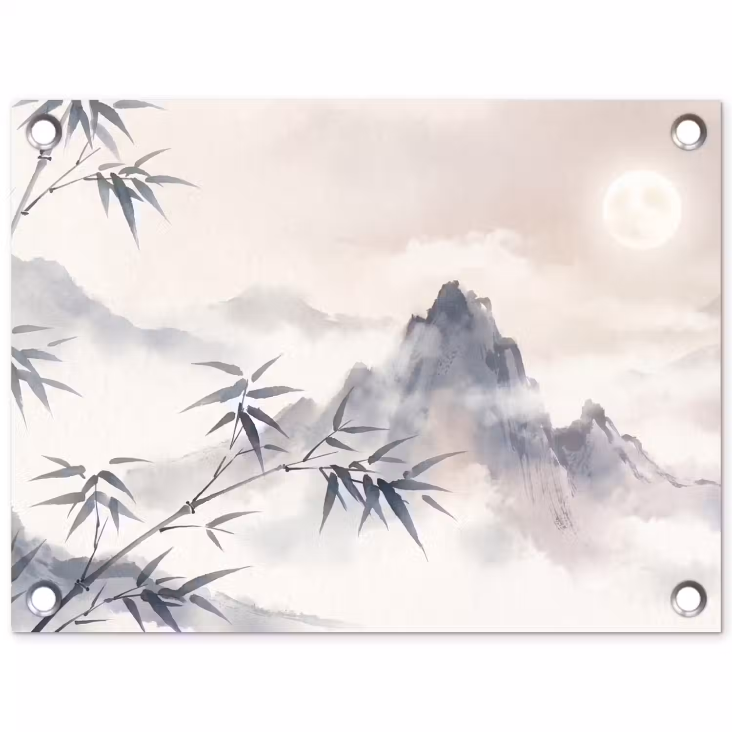 Bamboe - Azië - Grijs tuinposter los doek klein -3d