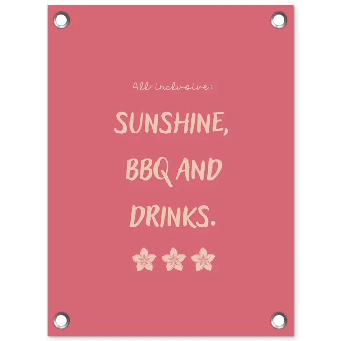 BBQ - Quote - Roze - Zomer tuinposter los doek klein -3d